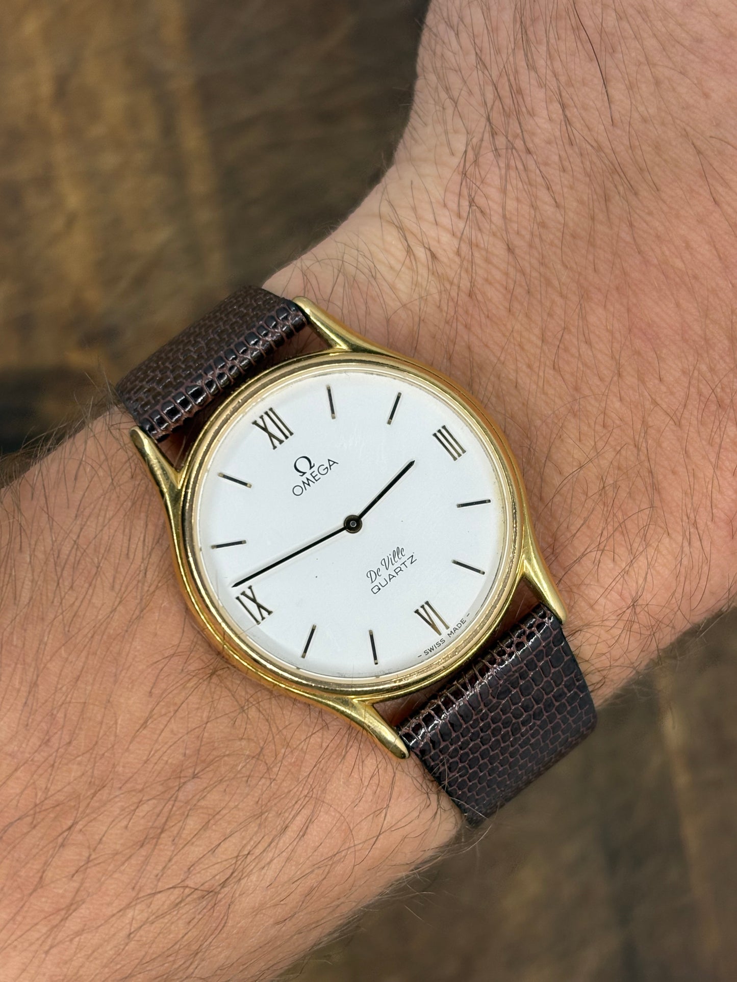 Omega De Ville Quartz Gold-Plated Dress Watch – Roman Numeral Dial – cal.1365