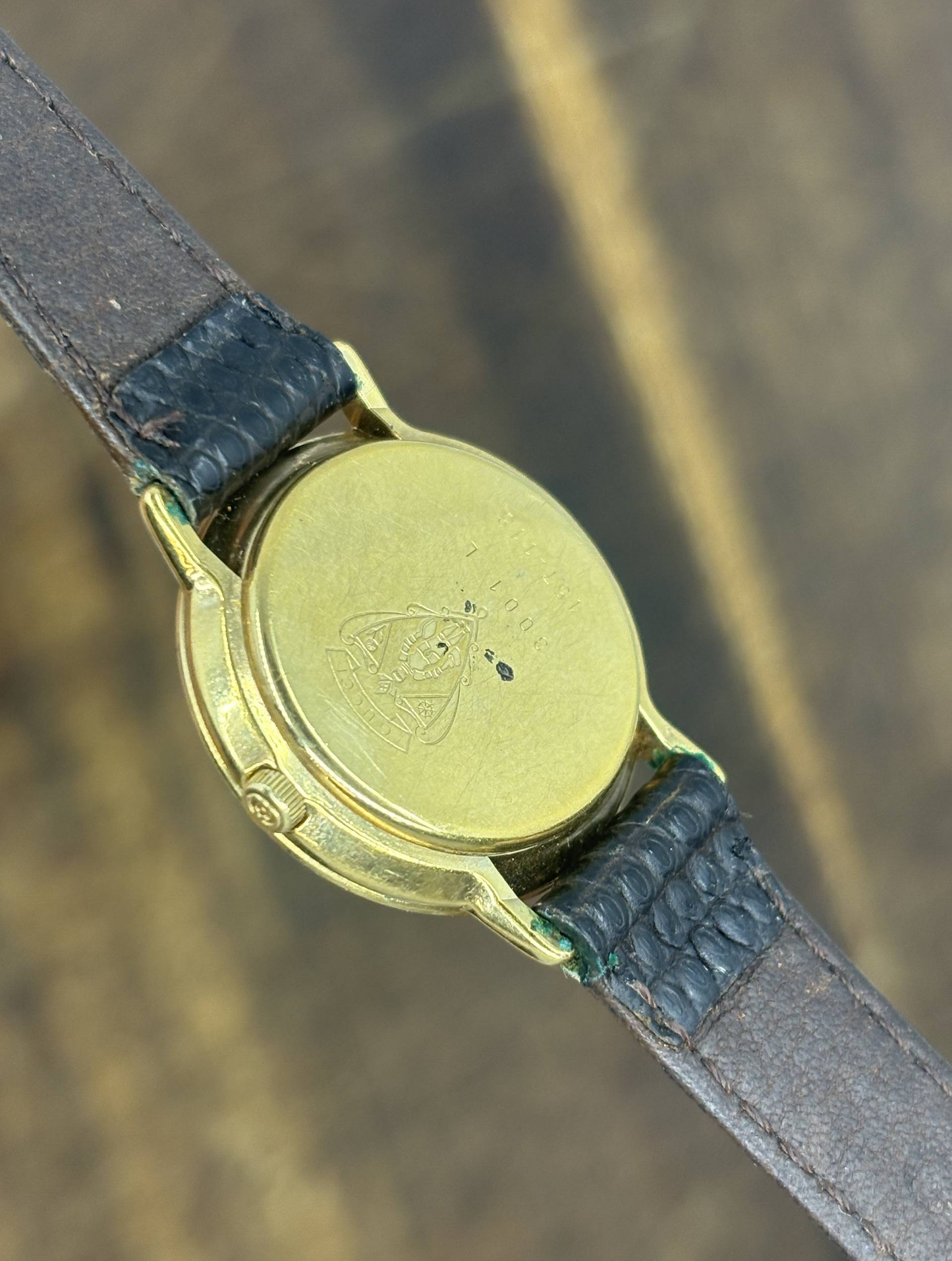 Vintage Gucci Web Stripe Quartz Watch | Red & Blue Dial Gold Tone Swiss Made