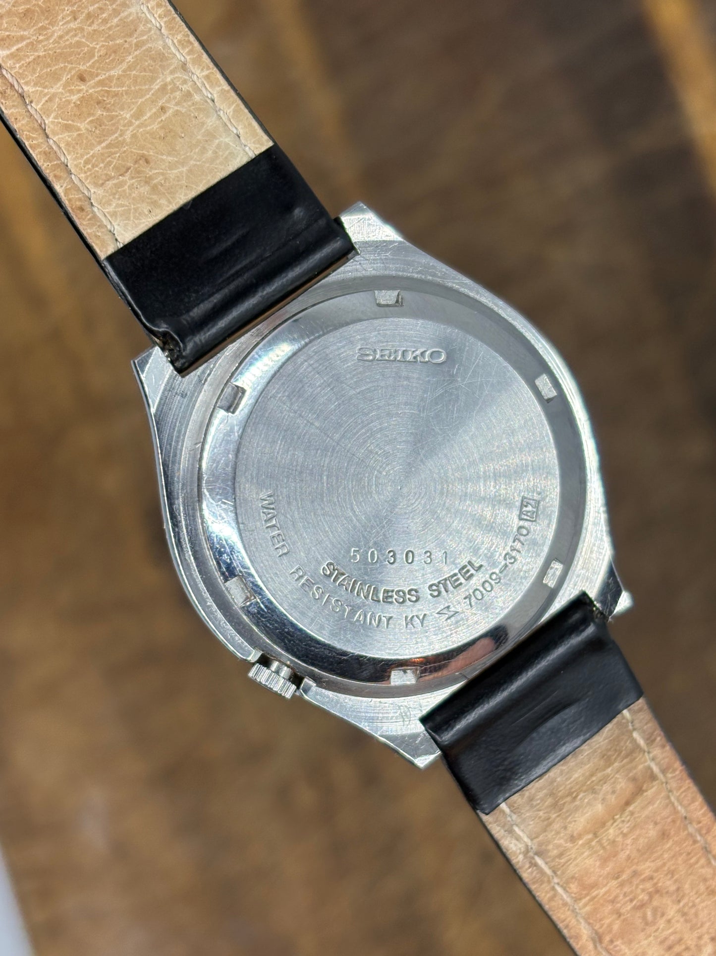 Seiko 5 Automatic Watch Vintage Black Dial Day Date Men’s Stainless Steel Case