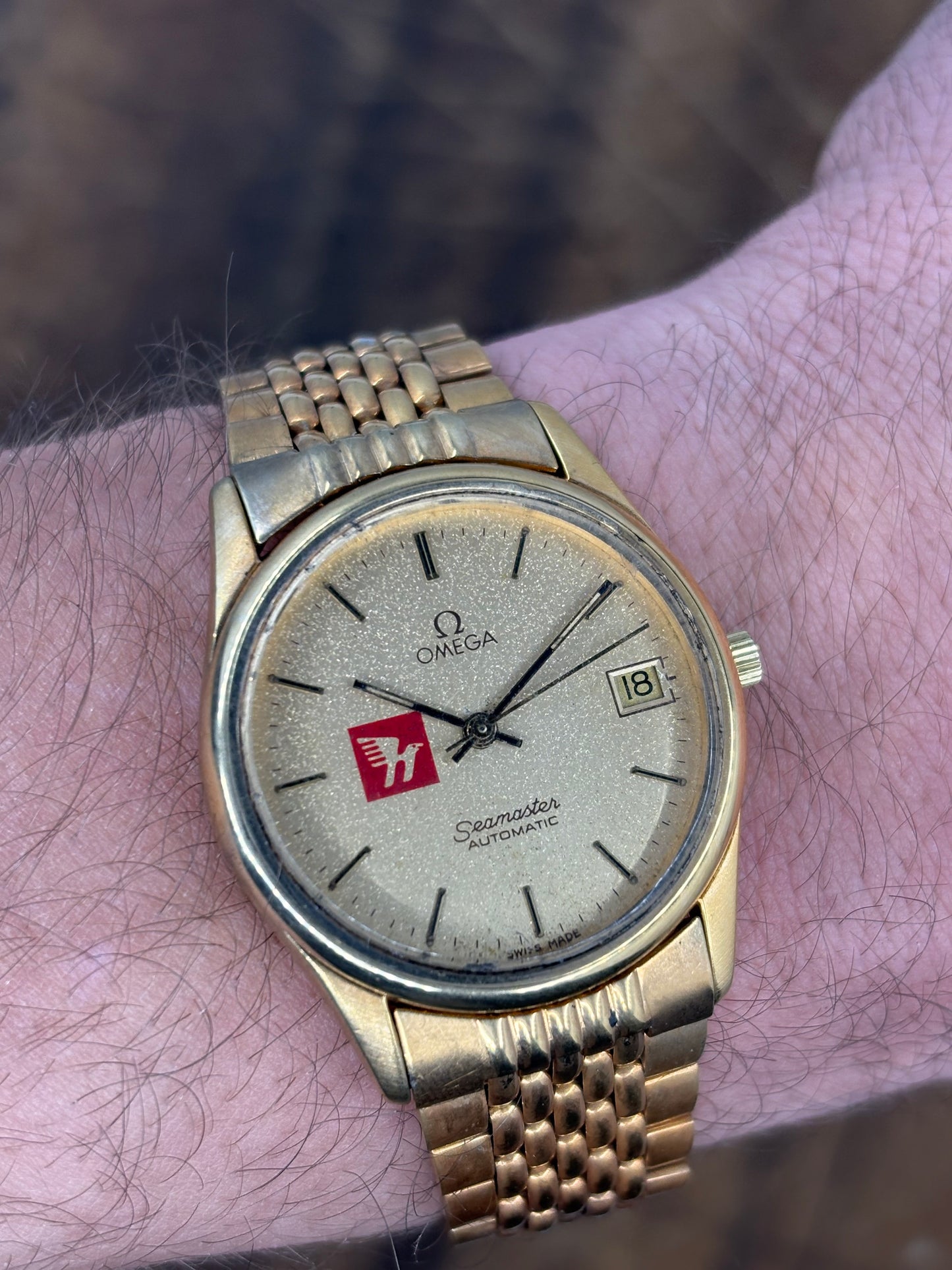 Omega Seamaster Auto– Rare Helvetia Special Edition – Vintage Gold Tone Watch