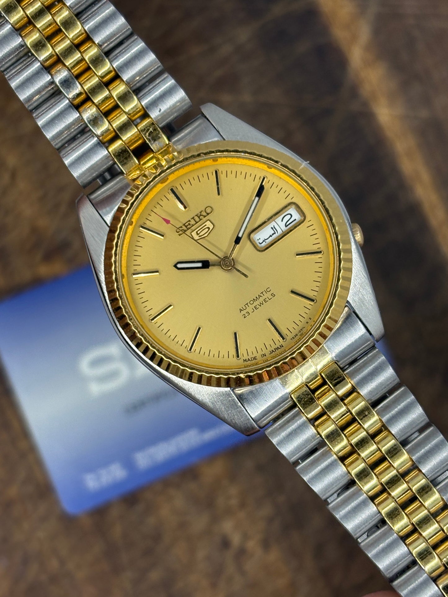 Seiko 5 7009-876J Automatic Gold Dial Japan Made w/ Papers Datejust Style