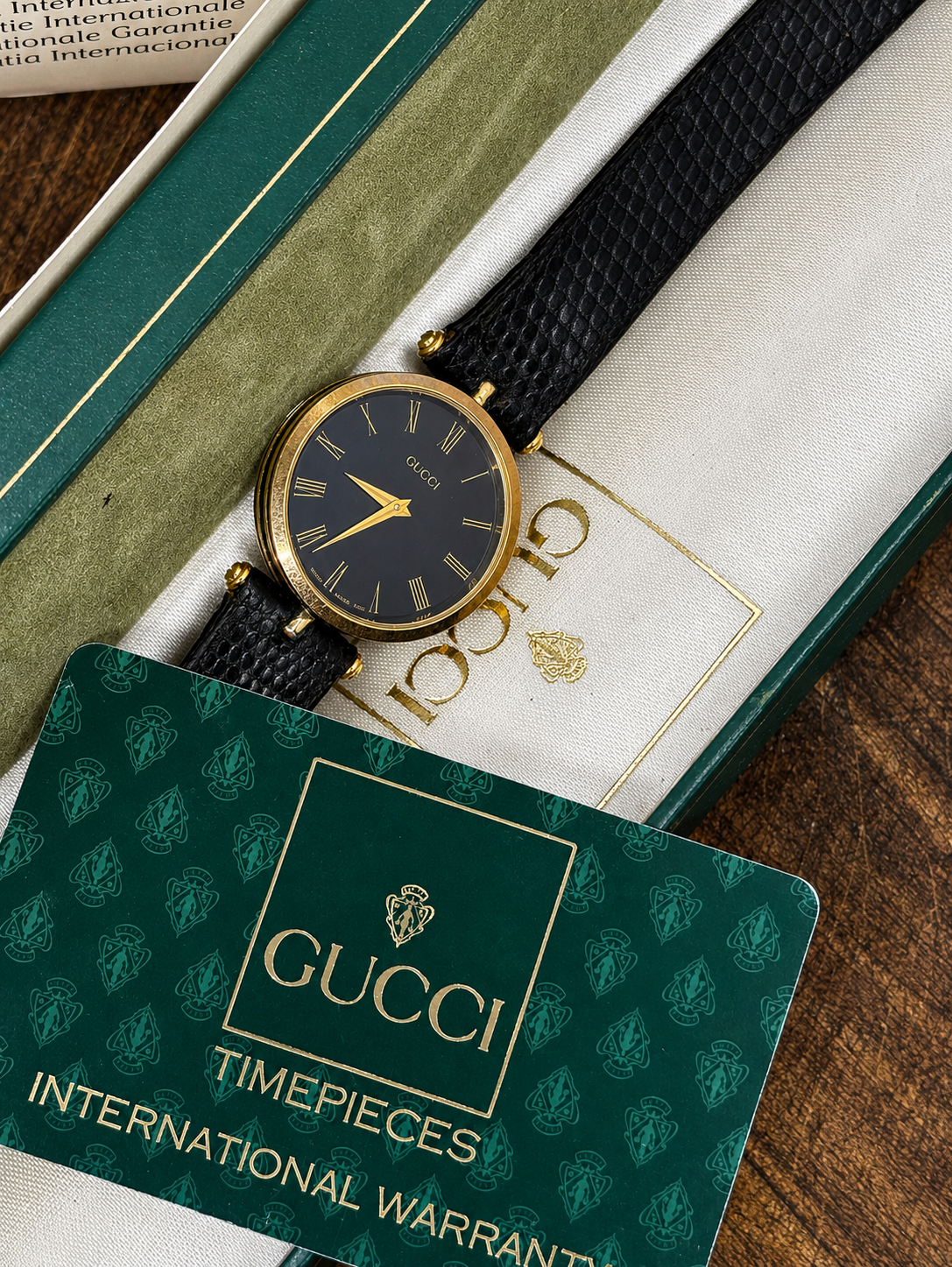 Vintage Gucci Gold-Plated Dress Watch | Black Roman Dial | Swiss Made | Quartz