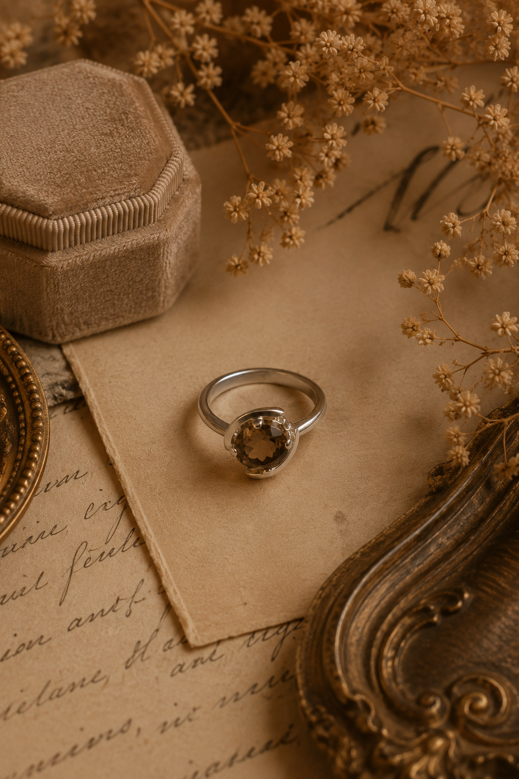 Sterling Silver Smoky Quartz Statement Ring