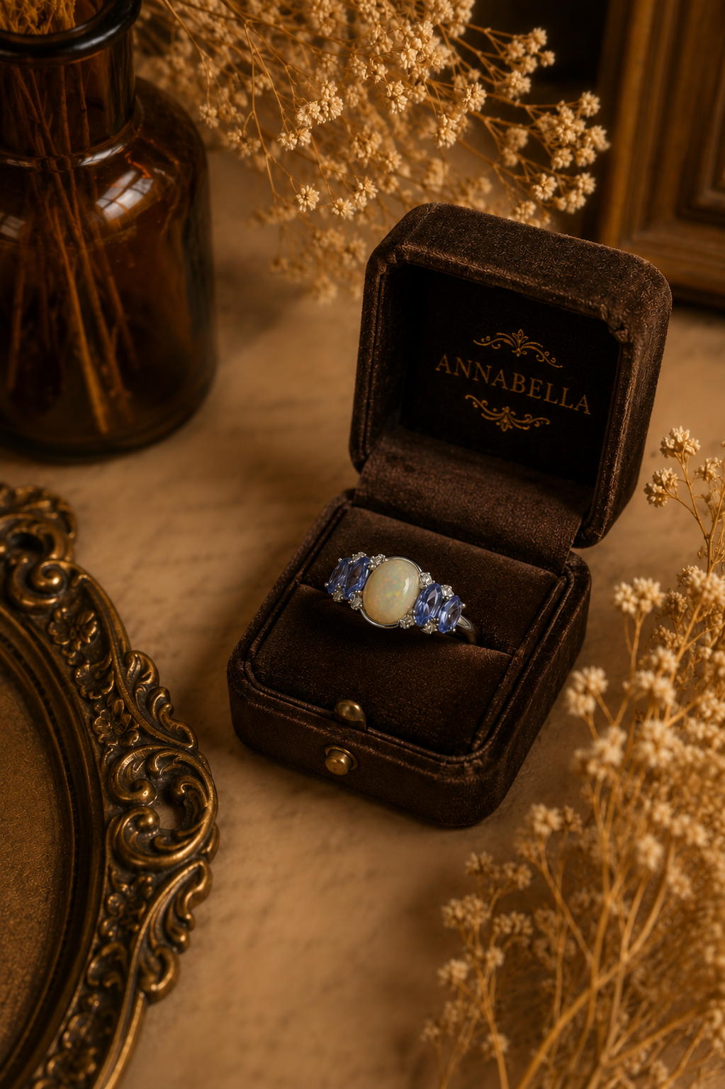 Welo Opal & Tanzanite Sterling Silver Ring