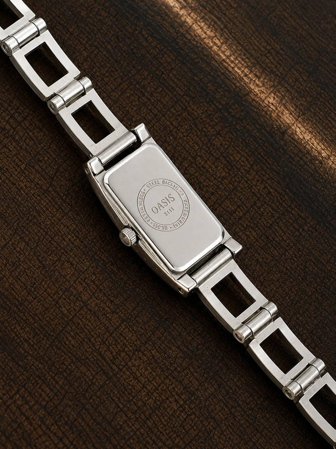 Vintage Oasis Ladies Quartz Watch | Silver Tone Rectangular Dress Watch | Geometric Bracelet | Minimalist Design
