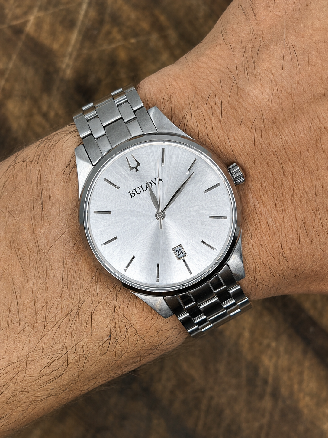 Bulova Quartz Stainless Steel Date Watch