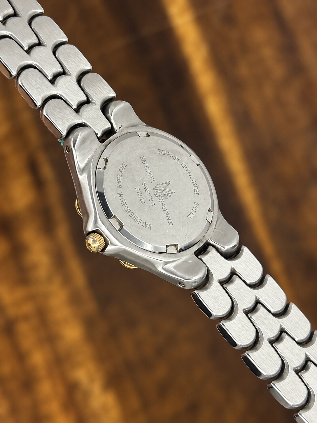 Vintage Marco Valentino Two-Tone Sapphire Watch | White Dial Date Swiss Made