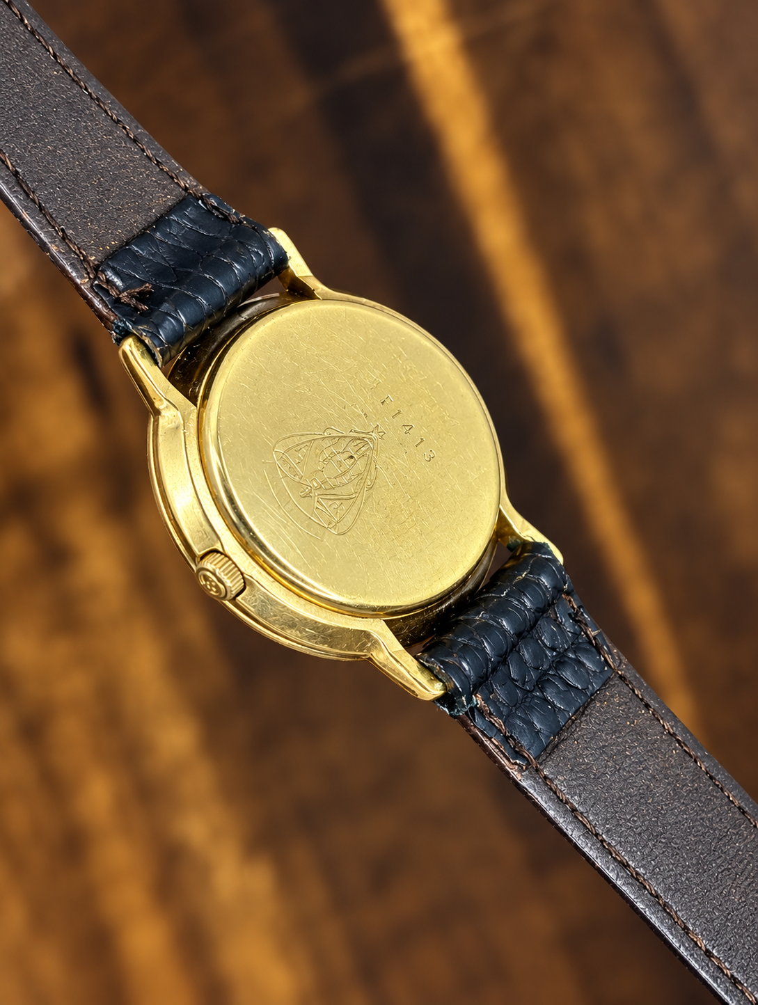 Vintage Gucci Web Stripe Quartz Watch | Red & Blue Dial Gold Tone Swiss Made