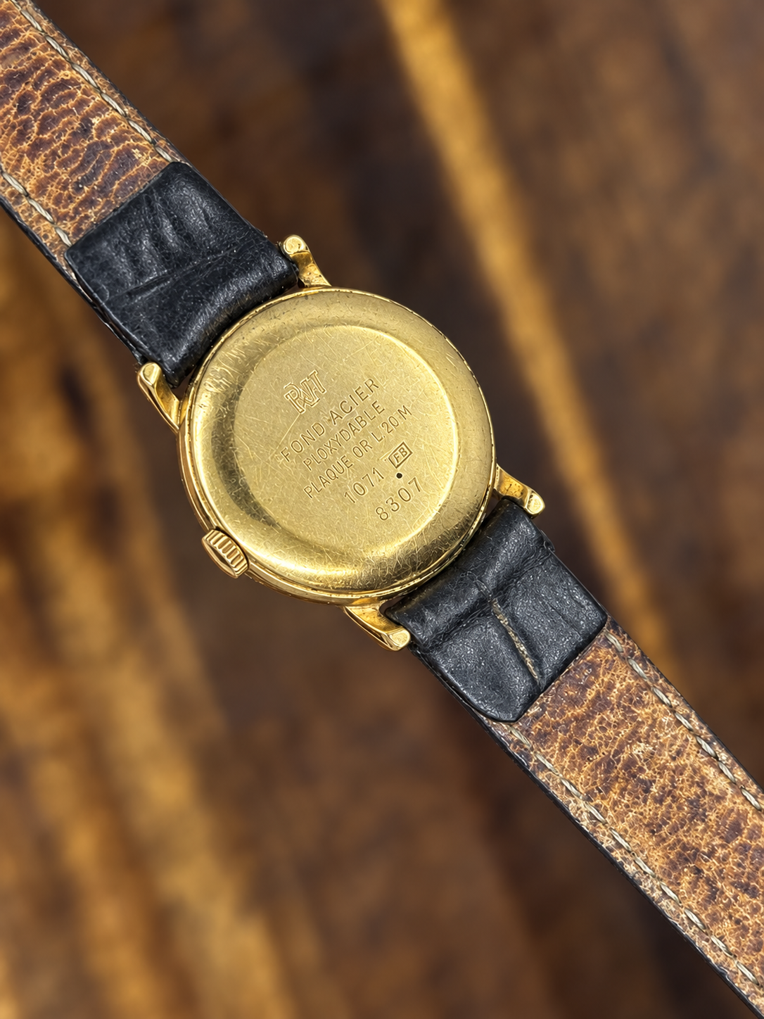 Vintage Raymond Weil Genève Quartz Watch | Gold Dial Date Black Leather Strap