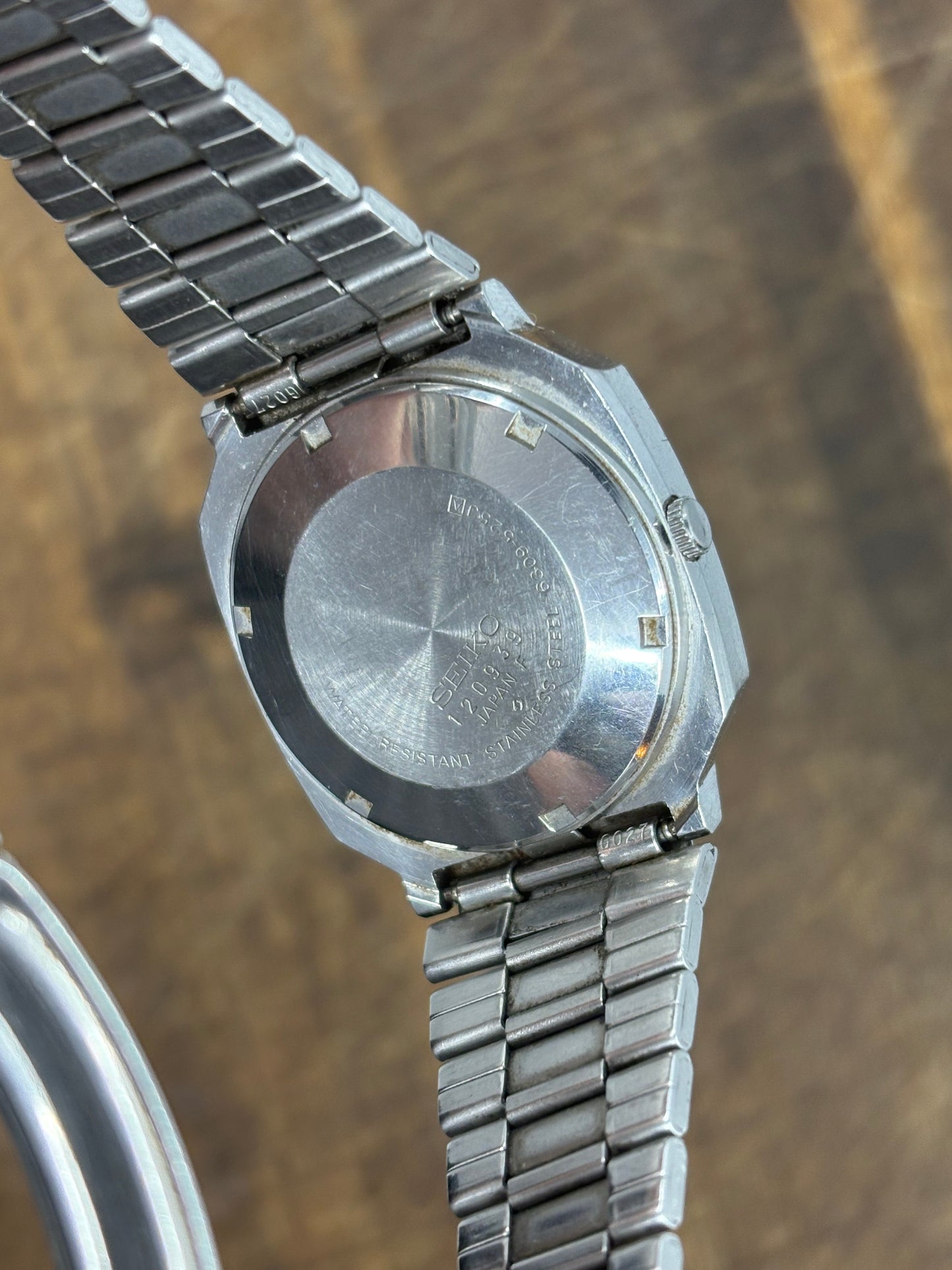 Seiko 5 Vintage Rectangular Automatic Watch Black Dial Retro Stainless Steel Japan