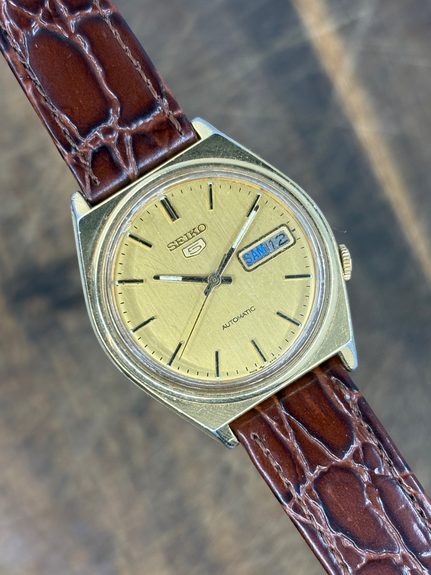 Seiko 5 Automatic – Gold Tone Day-Date – Vintage