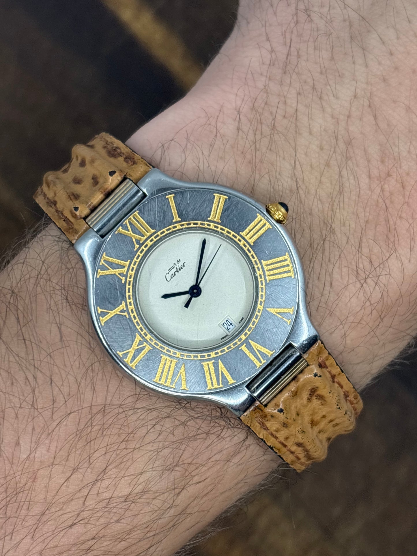 Cartier 21 jumbo date vintage watch original strap and buckle