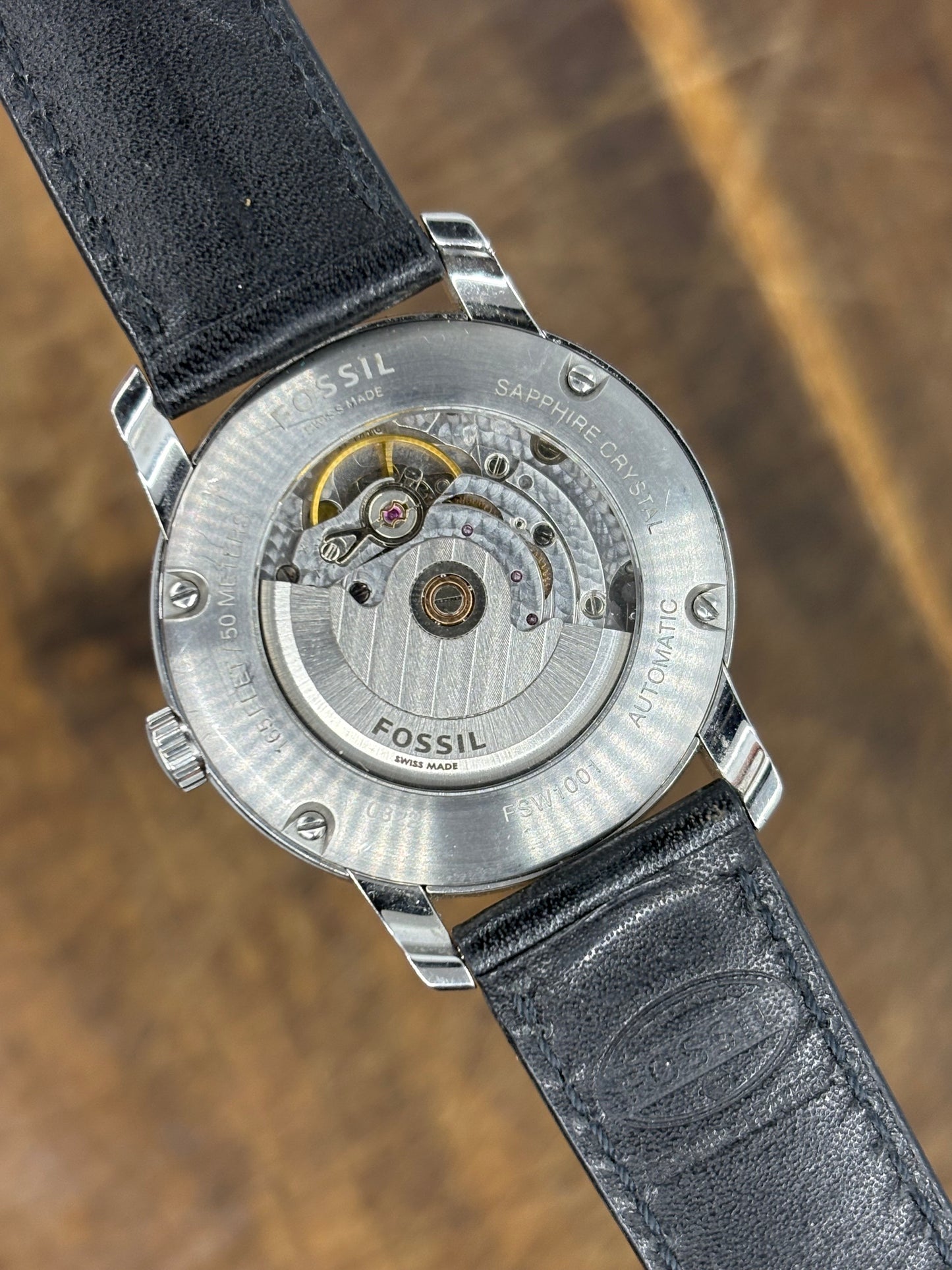 Fossil Automatic Swiss Made – Black Dial – Vintage Style