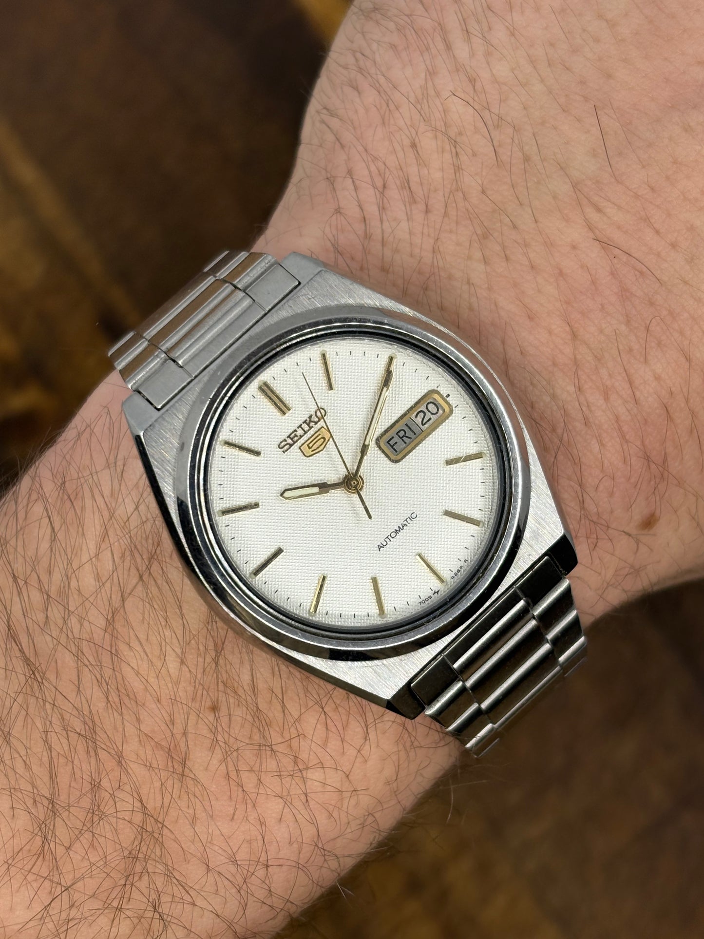 Seiko 5 Automatic (Textured Dial, Gold Accents)