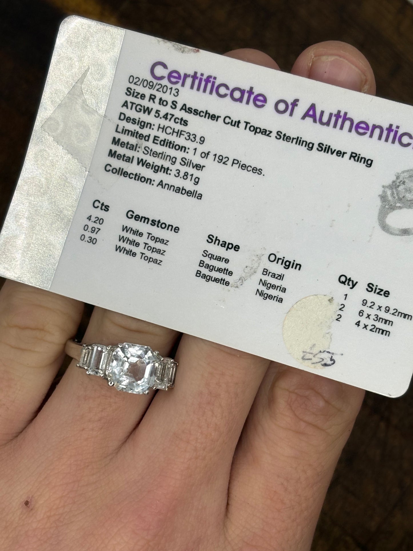 Asscher Cut White Topaz Sterling Silver Ring – Limited Edition