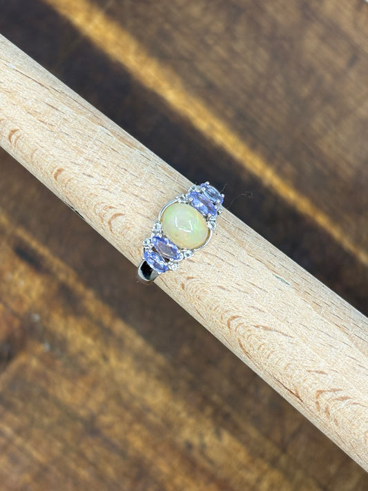 Welo Opal & Tanzanite Sterling Silver Ring