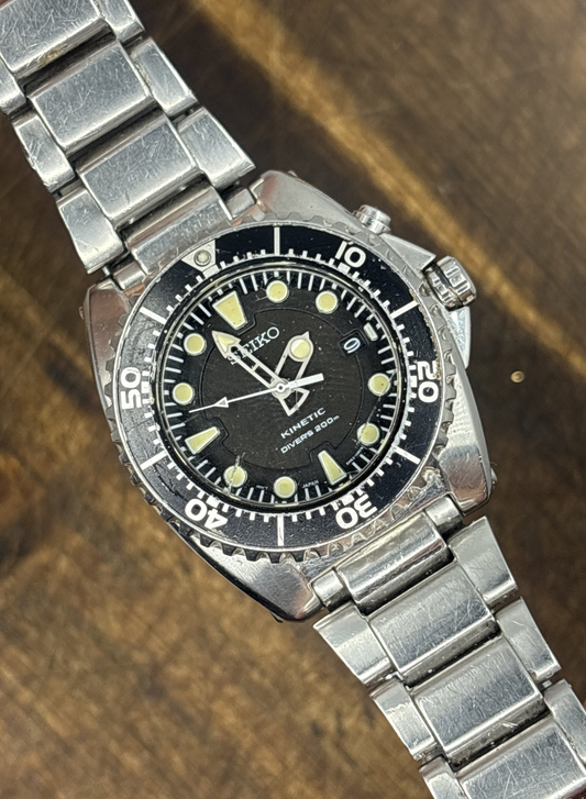Vintage Seiko Tuna Style Automatic Diver Watch – Black Dial – 200m Diver – Stainless Steel Bracelet
