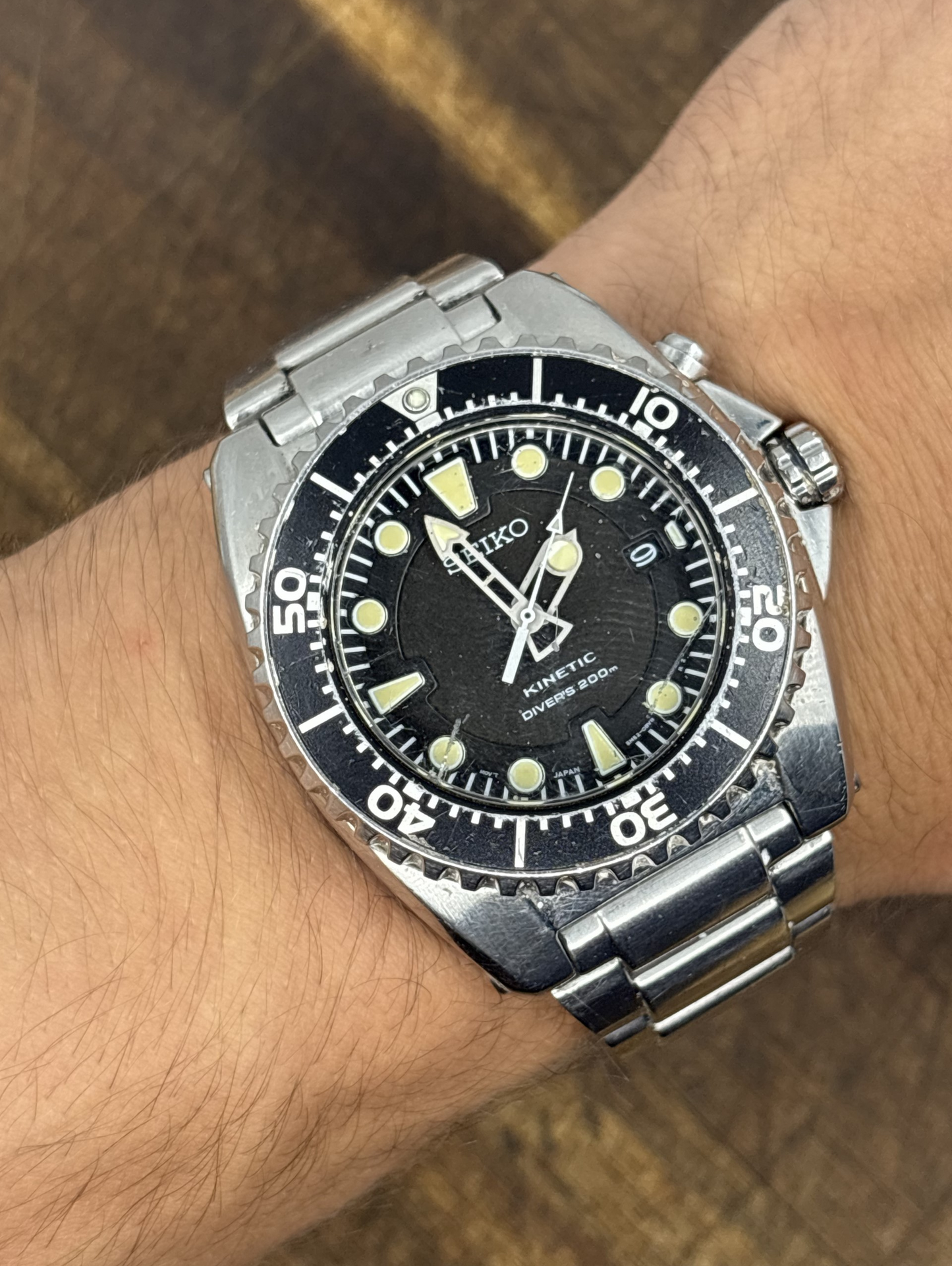 Vintage Seiko Tuna Style Automatic Diver Watch – Black Dial – 200m Diver – Stainless Steel Bracelet