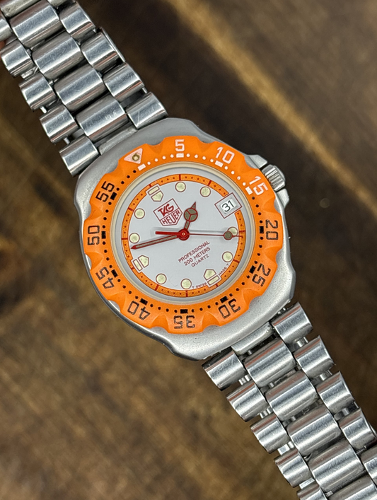 Vintage TAG Heuer Formula 1 Professional Orange Diver Watch – 200M Quartz – Swiss Made