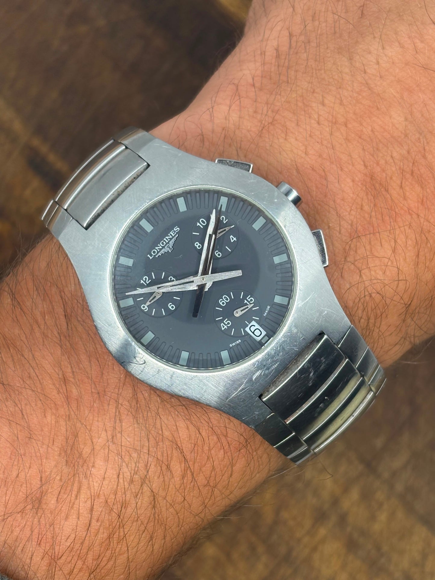 Vintage Longines Admiral Chronograph Quartz | Stainless Steel | Black Dial | Swiss Made