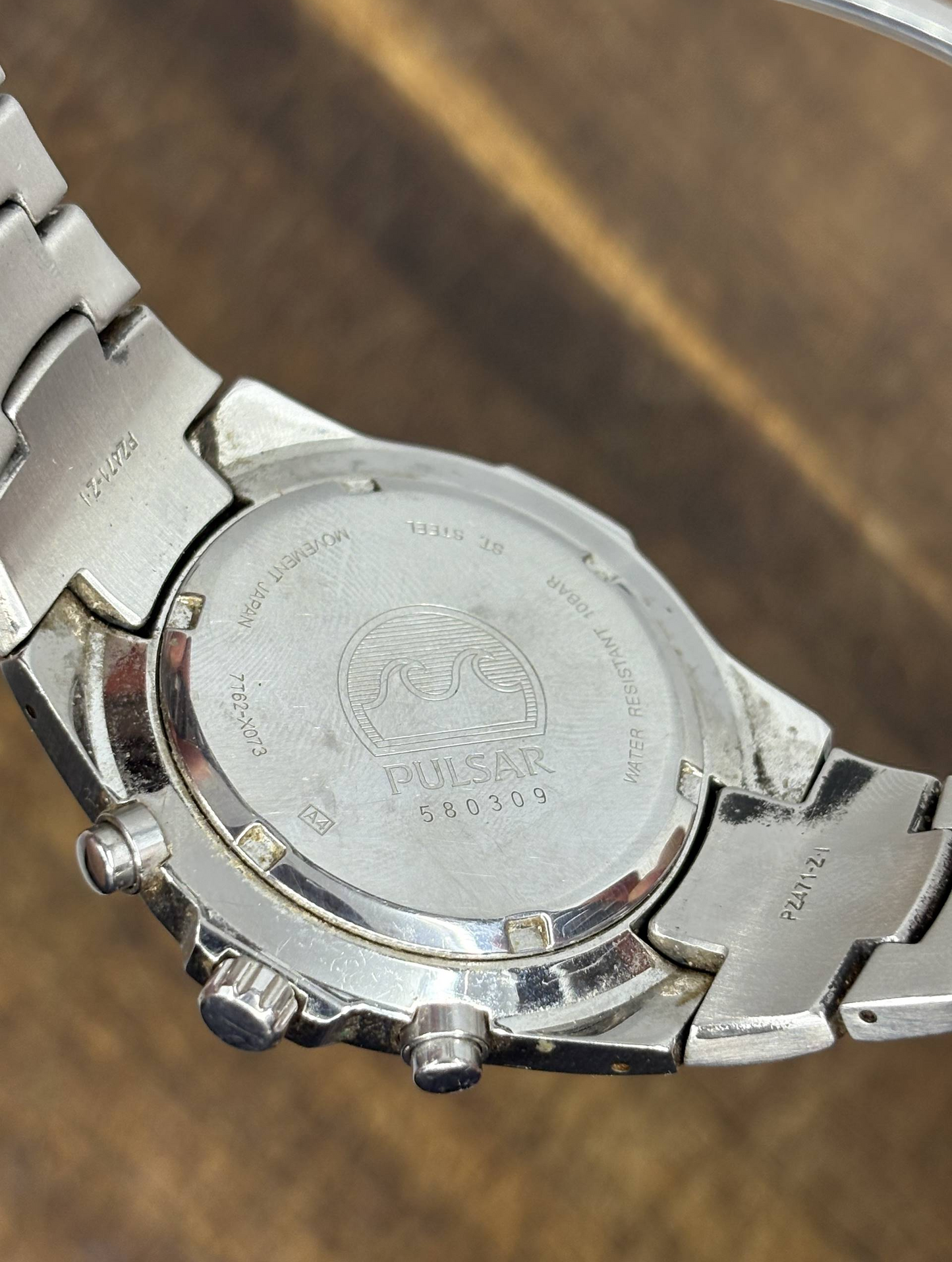 Vintage Pulsar Chronograph Alarm 100M Quartz Watch | White Textured Dial | Stainless Steel