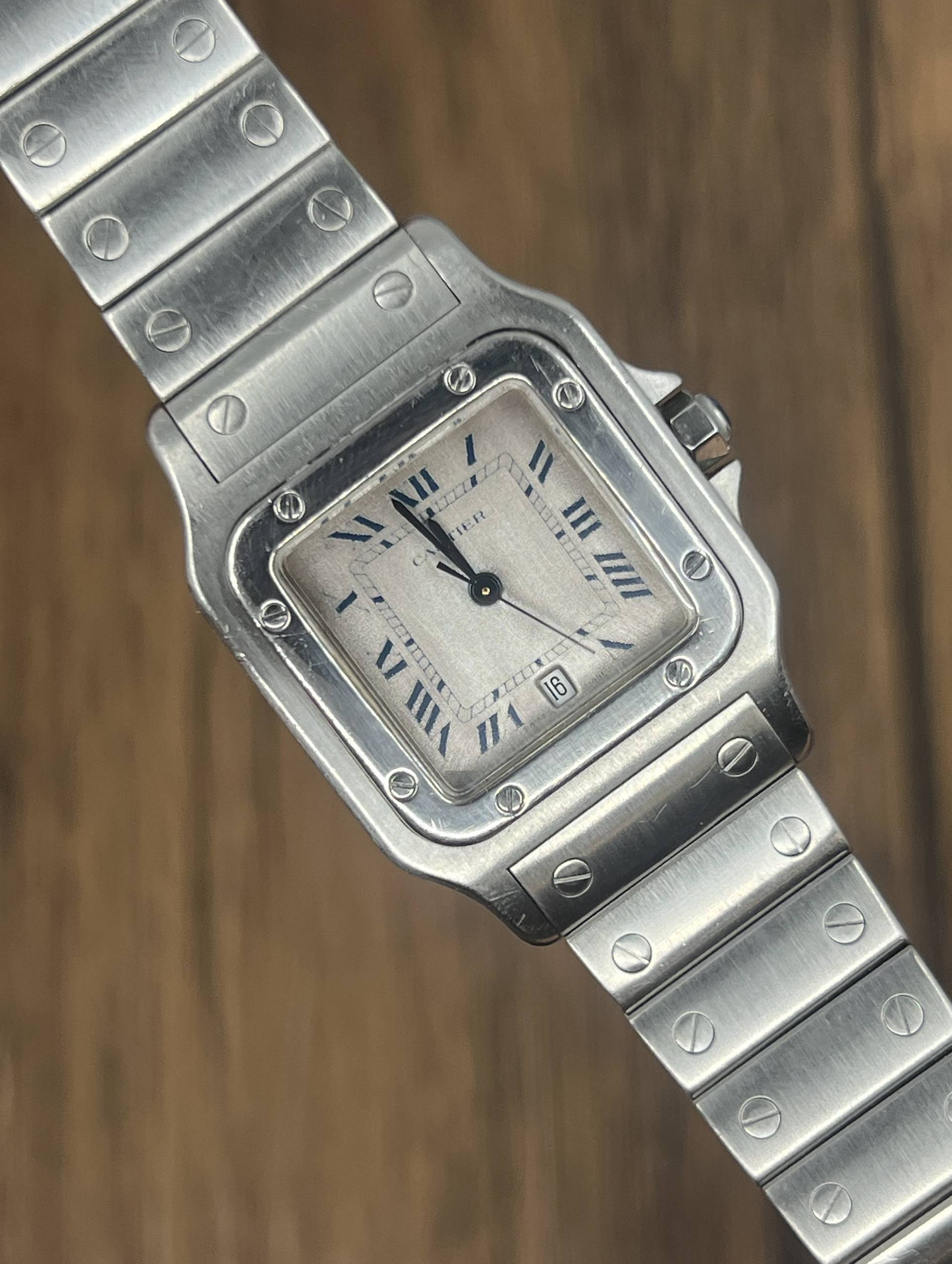 Cartier Santos Galbée Stainless Steel Watch | White Roman Dial Date Bracelet