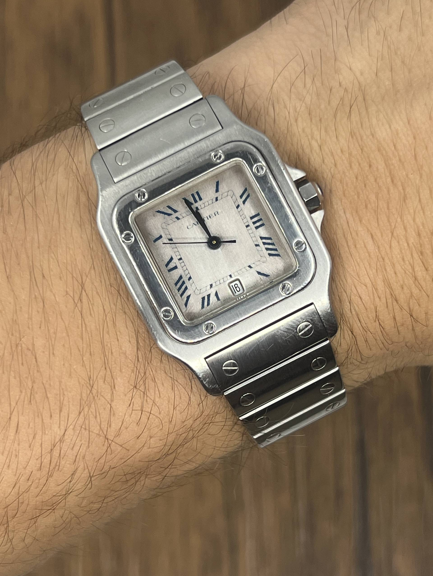 Cartier Santos Galbée Stainless Steel Watch | White Roman Dial Date Bracelet