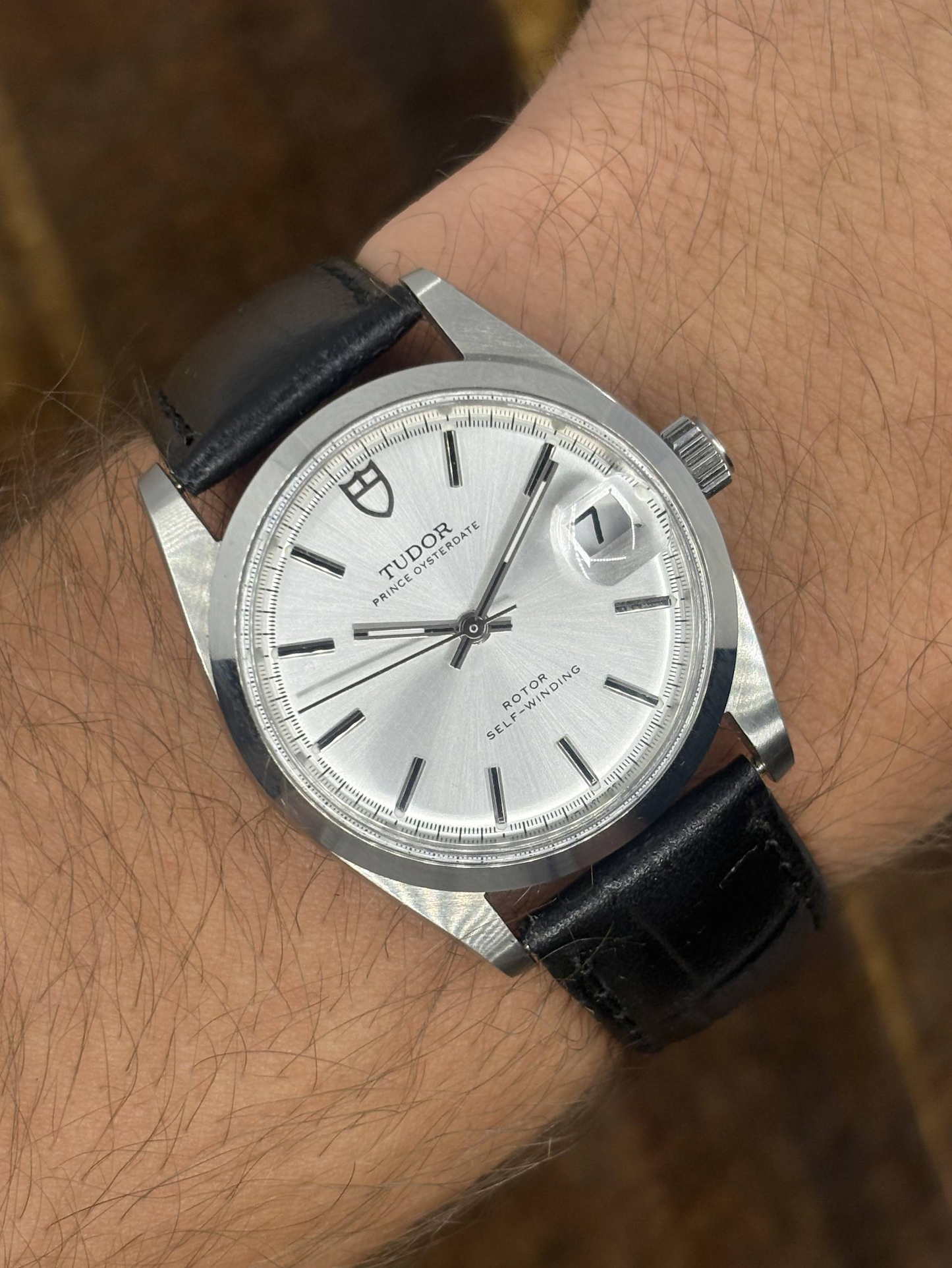 Vintage Tudor Prince Oysterdate Rotor Self-Winding Automatic Watch Silver Dial