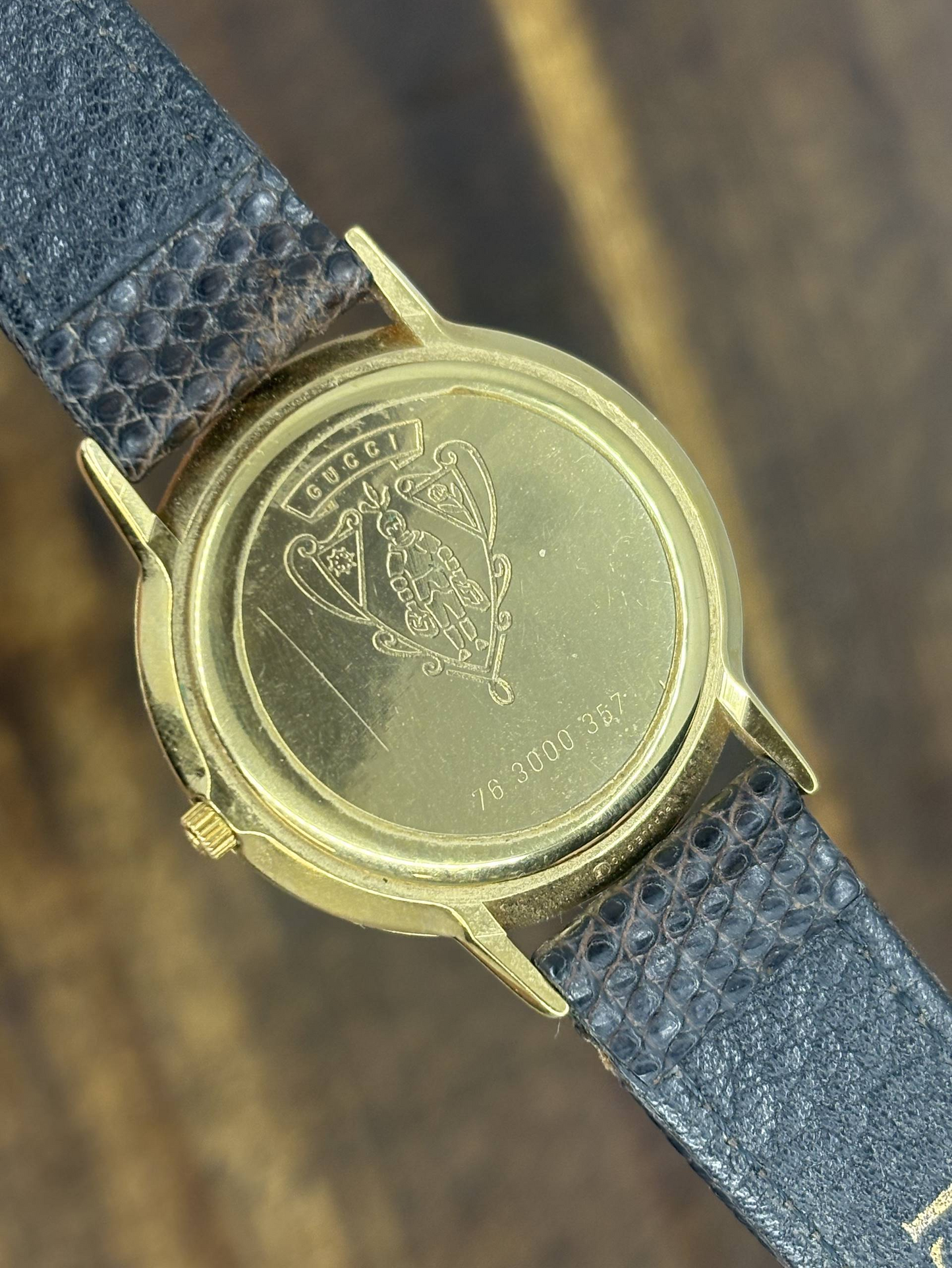 Vintage Gucci Web Stripe Quartz Watch | Red & Blue Dial Gold Tone Swiss Made