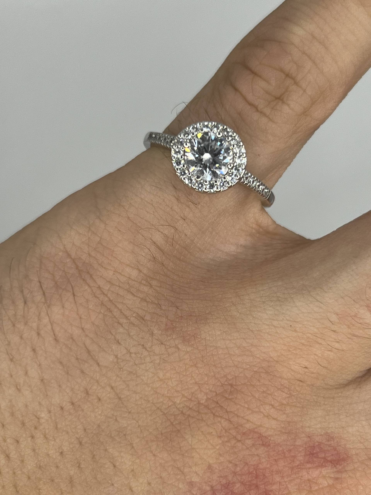 Silver Tone Halo Crystal Ring – Clear Stone Cluster Statement Ring