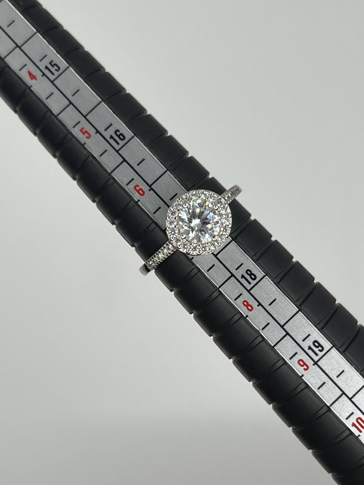 Silver Tone Halo Crystal Ring – Clear Stone Cluster Statement Ring