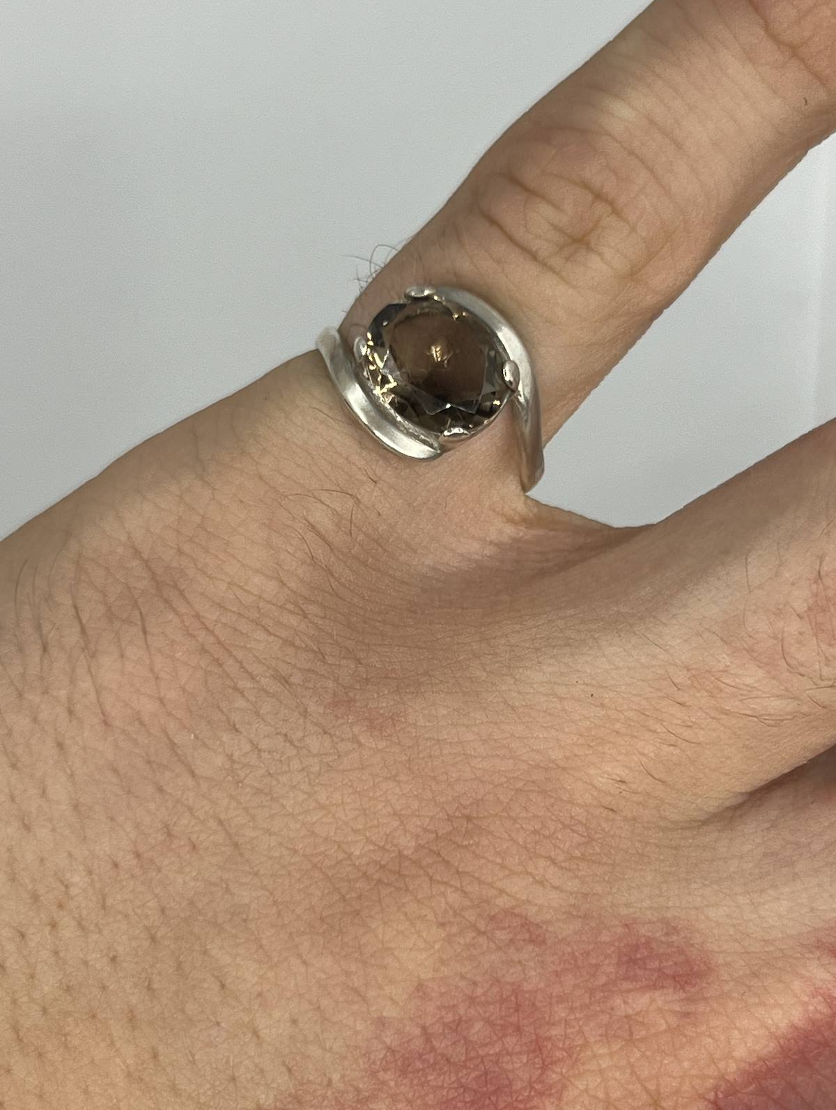 925 Sterling Silver Smoky Stone Solitaire Ring – Statement Dress Ring