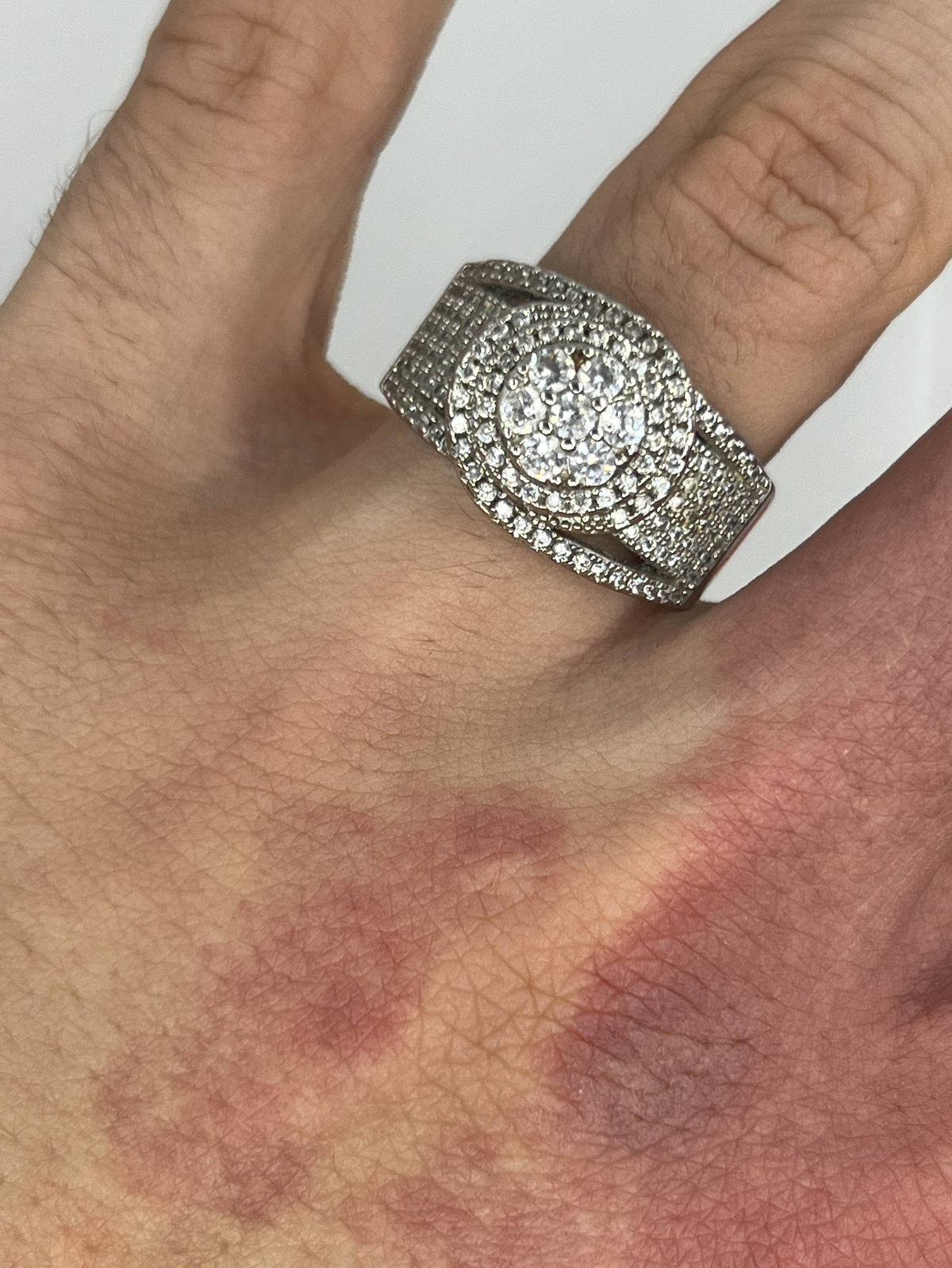 925 Sterling Silver Clear Stone Cluster Ring – Pavé Statement Ring