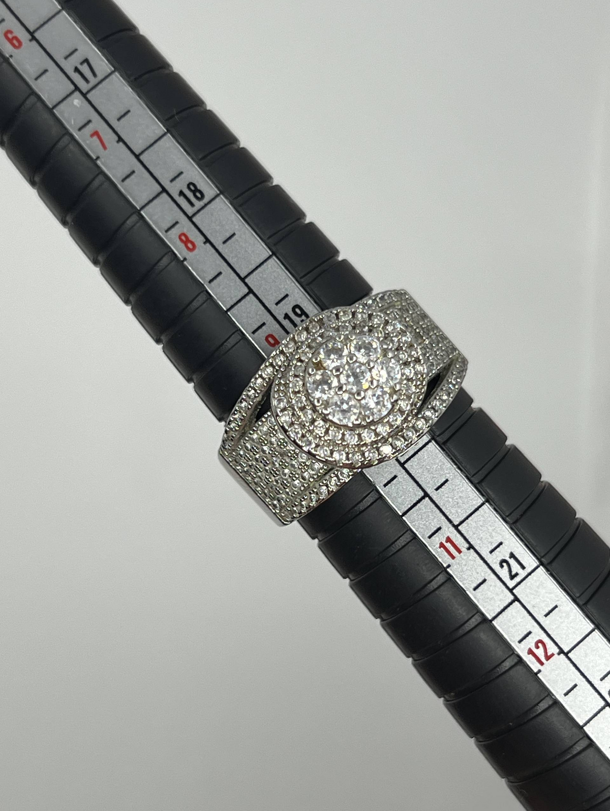 925 Sterling Silver Clear Stone Cluster Ring – Pavé Statement Ring