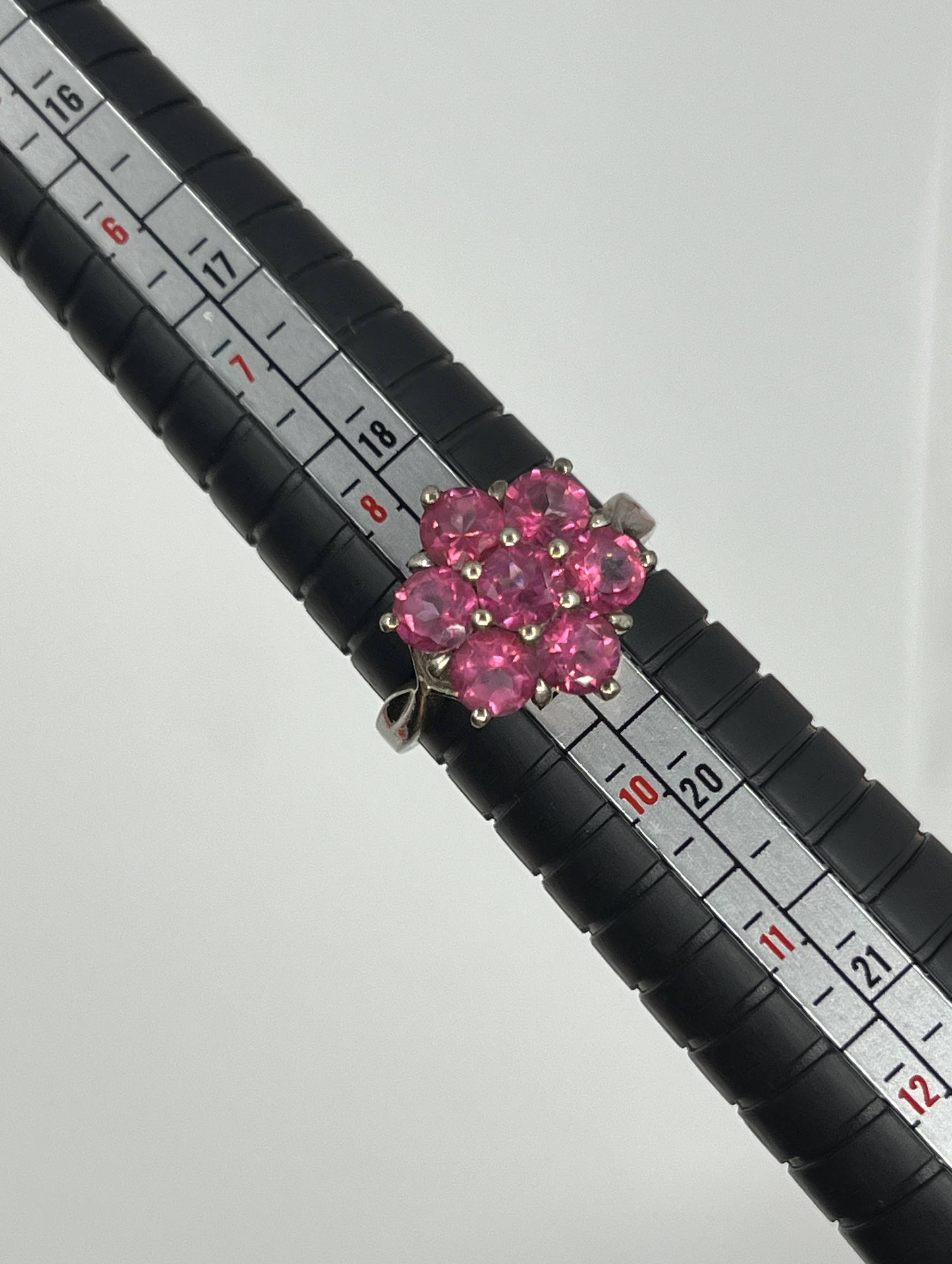925 Sterling Silver Pink Stone Flower Cluster Ring – Vintage Style Statement Ring