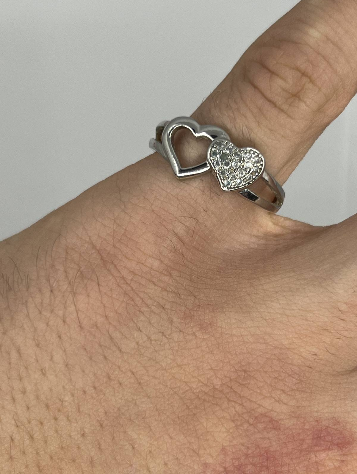 925 Sterling Silver Double Heart Ring – Clear Stone Love Ring