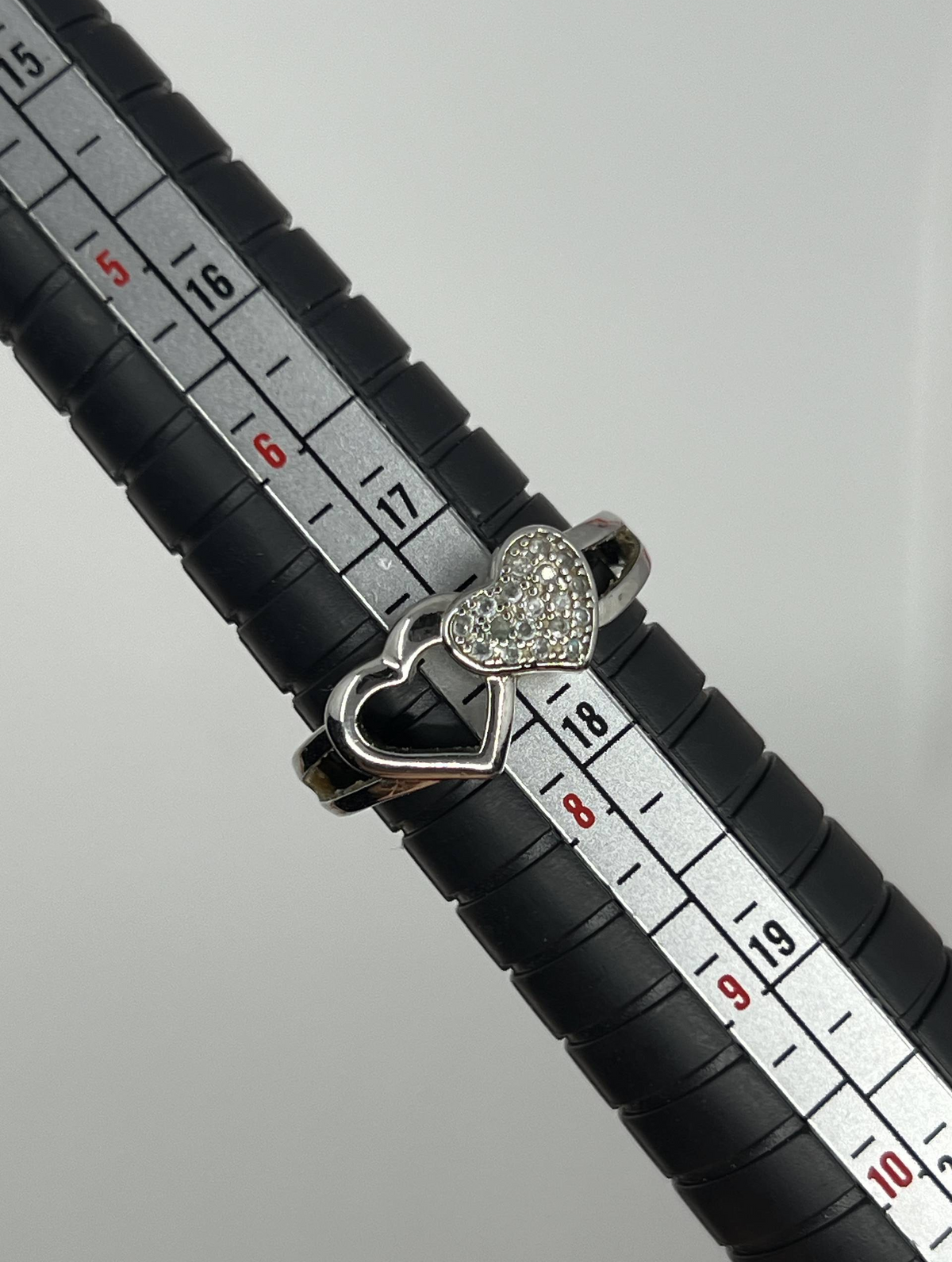 925 Sterling Silver Double Heart Ring – Clear Stone Love Ring