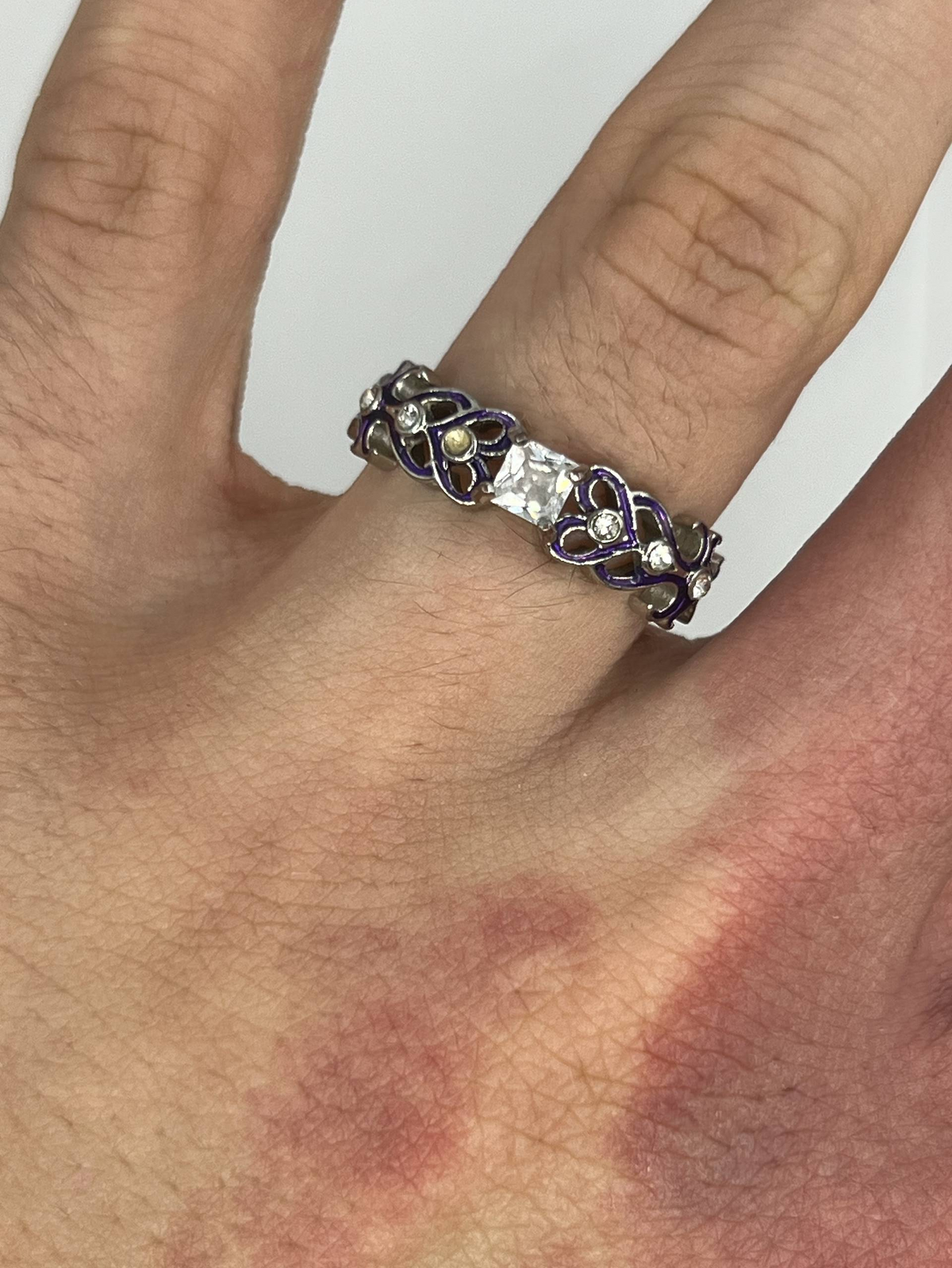 925 Sterling Silver Purple Enamel Celtic Ring – Clear Stone Solitaire