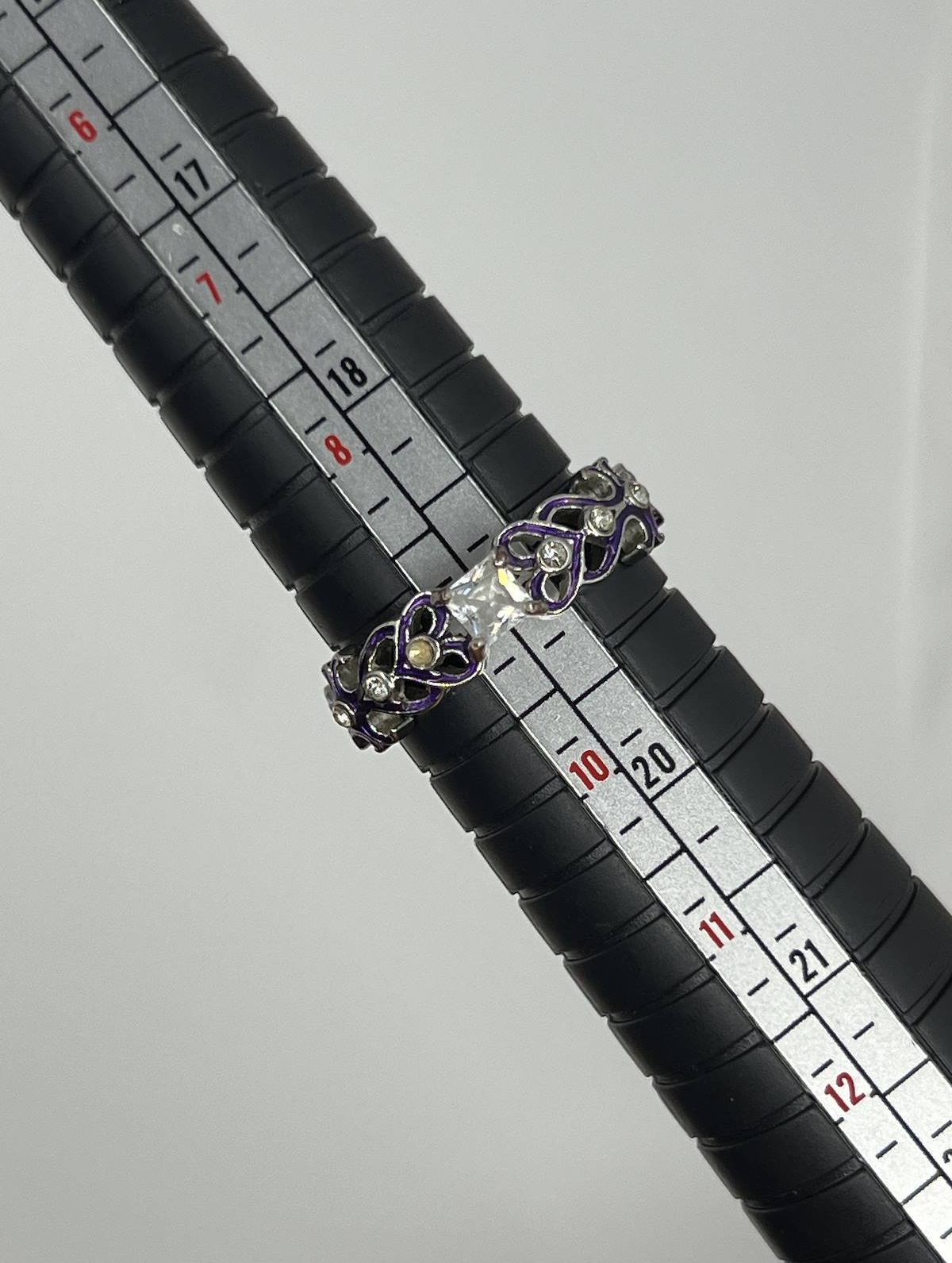 925 Sterling Silver Purple Enamel Celtic Ring – Clear Stone Solitaire