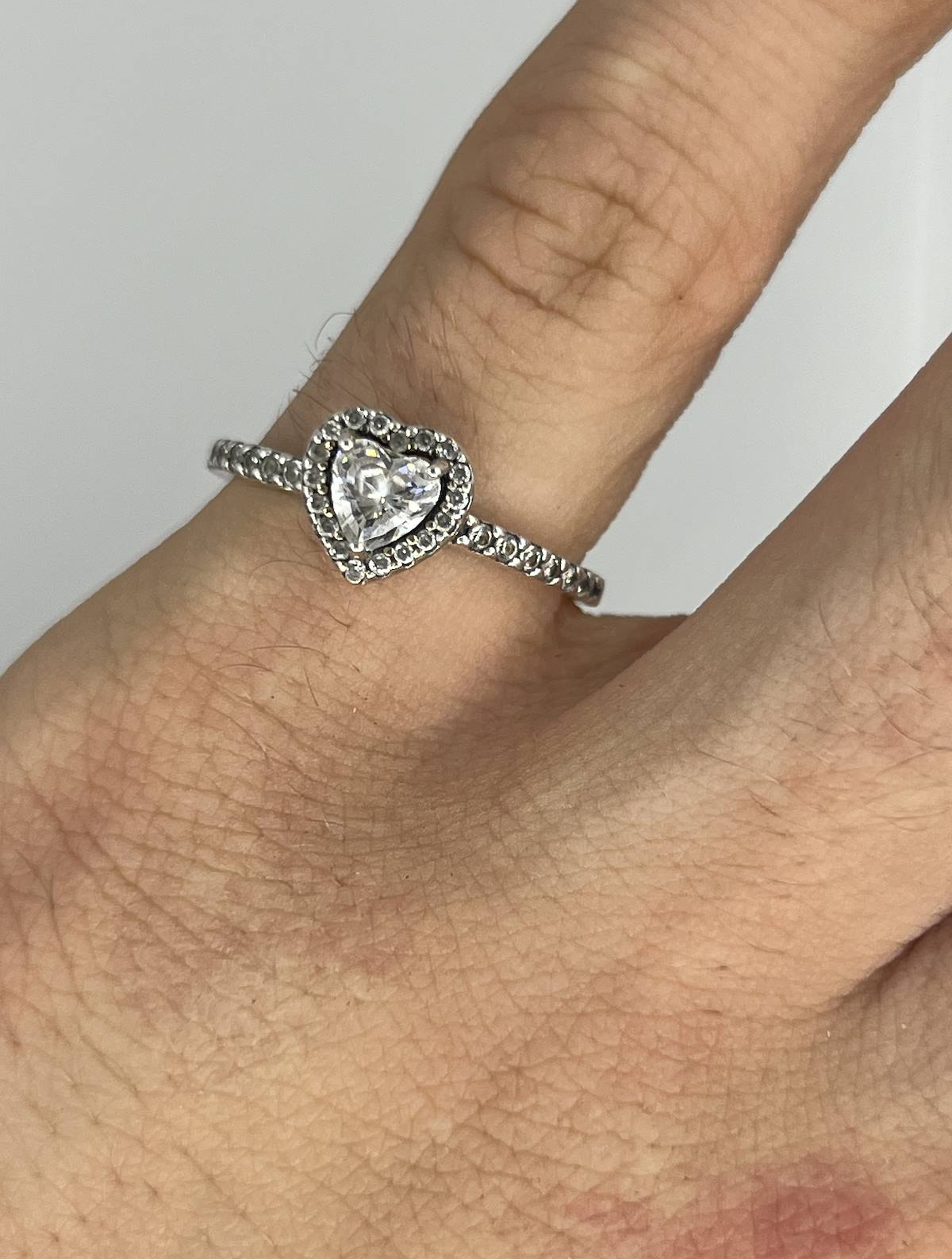 925 Sterling Silver Heart Stone Halo Ring – Clear Stone Love Ring
