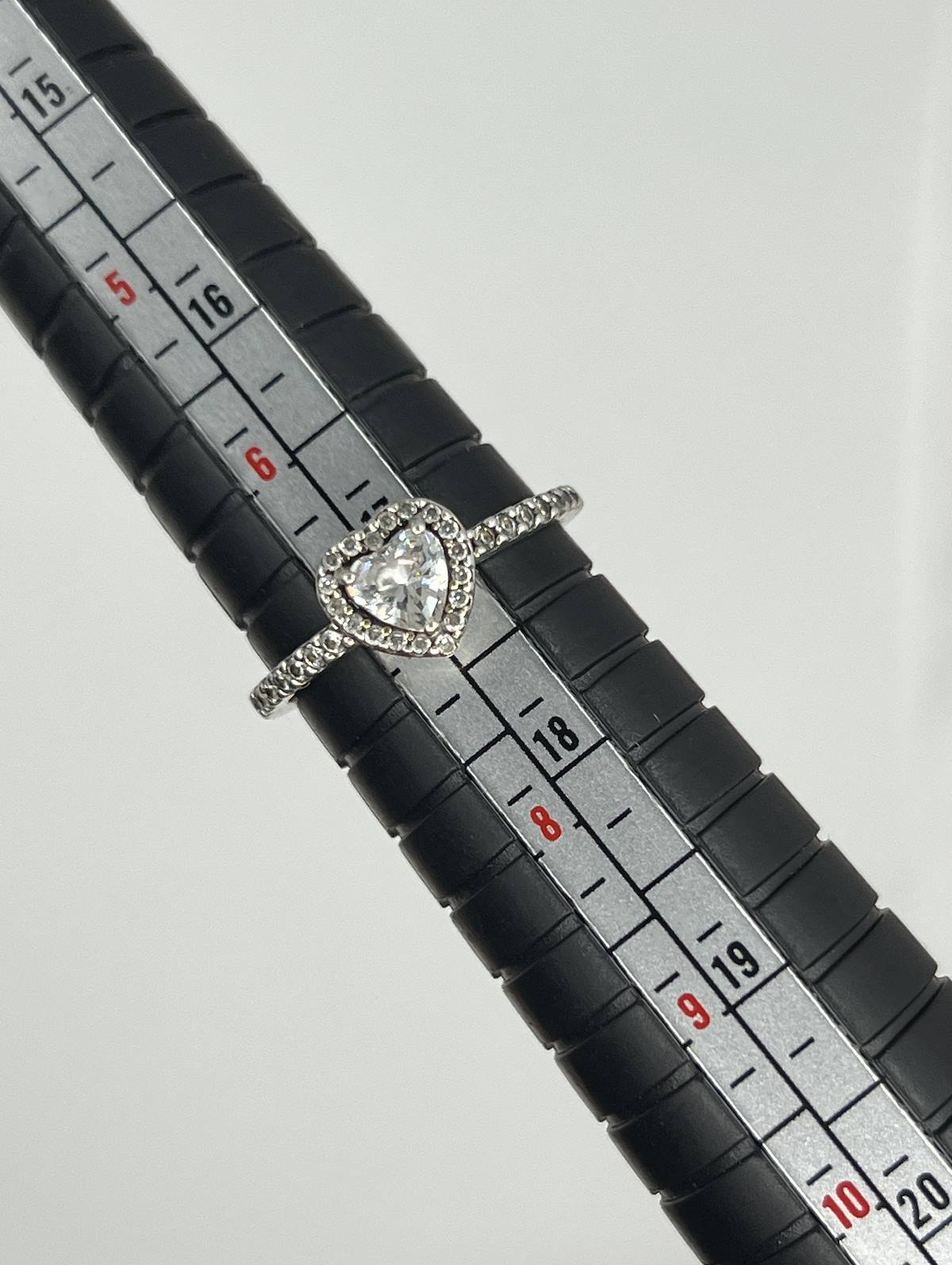 925 Sterling Silver Heart Stone Halo Ring – Clear Stone Love Ring