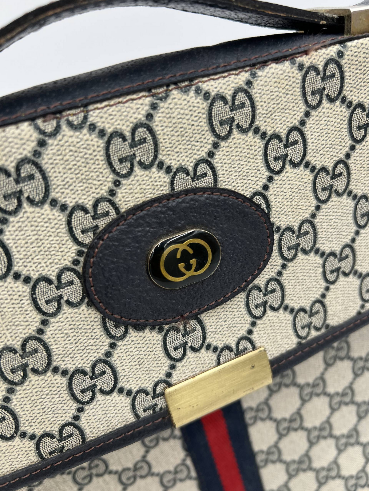 Vintage Gucci GG Monogram Web Stripe Briefcase