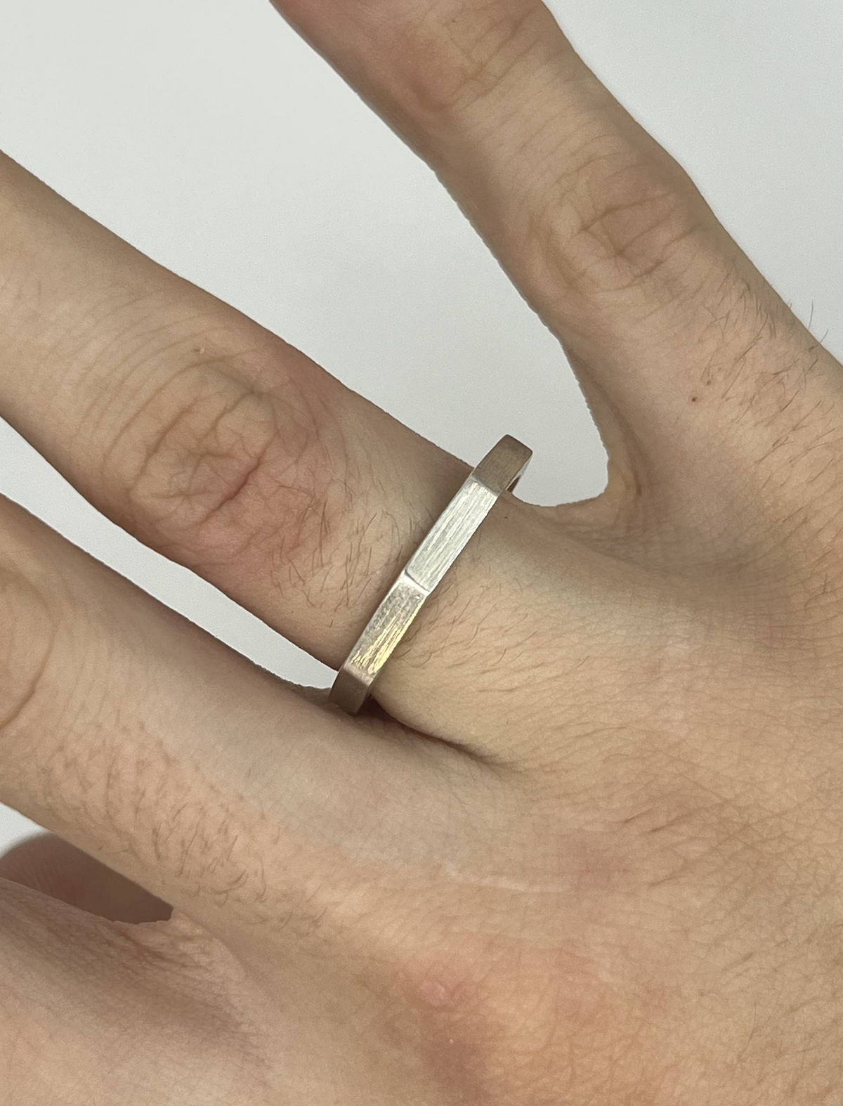 Sterling Silver Geometric Flat Bar Ring – Minimalist Modern Design