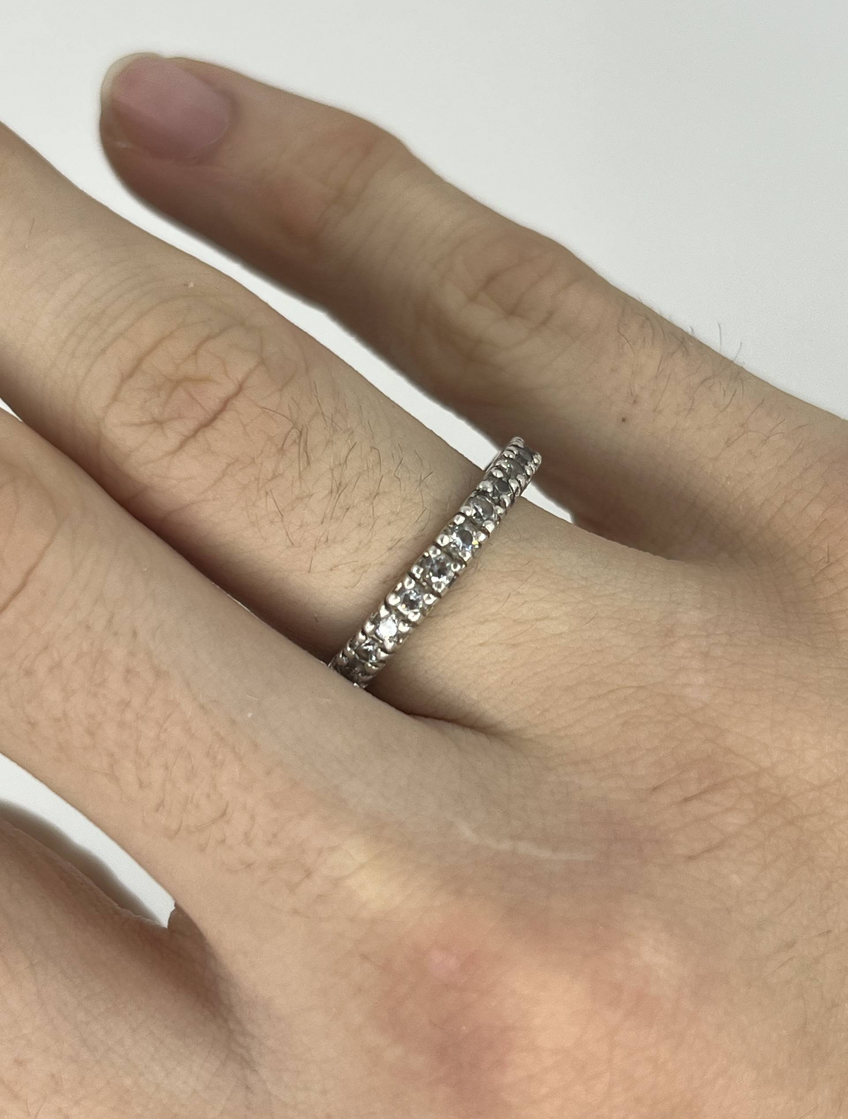 925 Sterling Silver Full Eternity Ring – Clear Stone Band