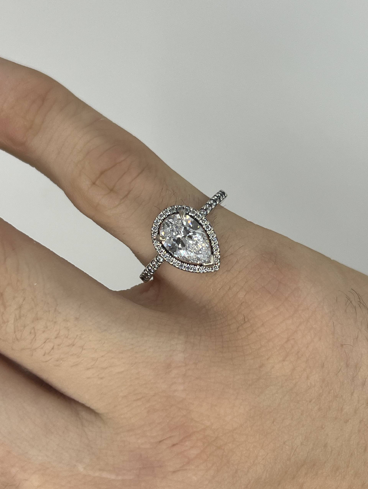 925 Sterling Silver Pear Cut Halo Stone Ring