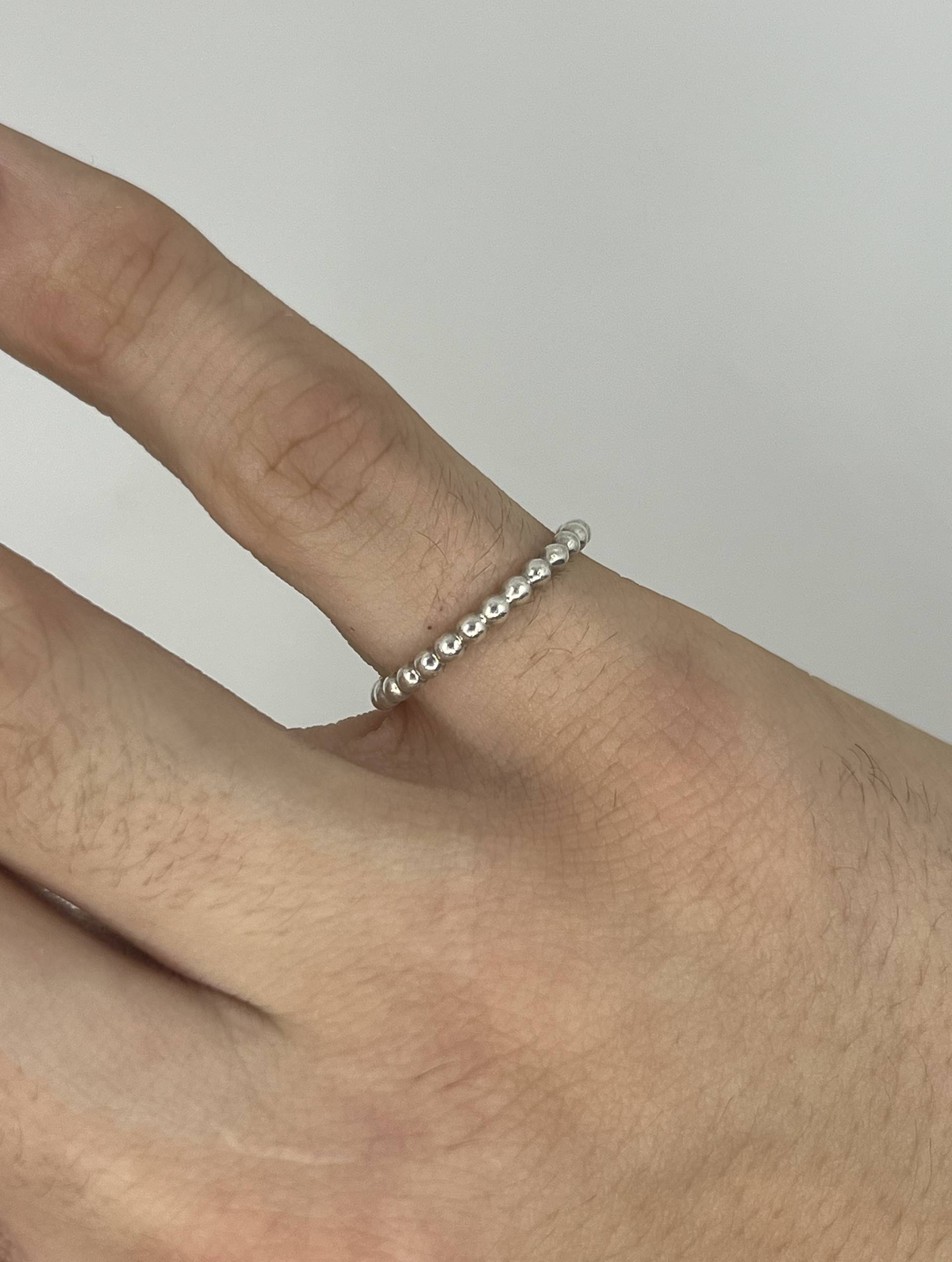 925 Sterling Silver Beaded Ball Band Ring