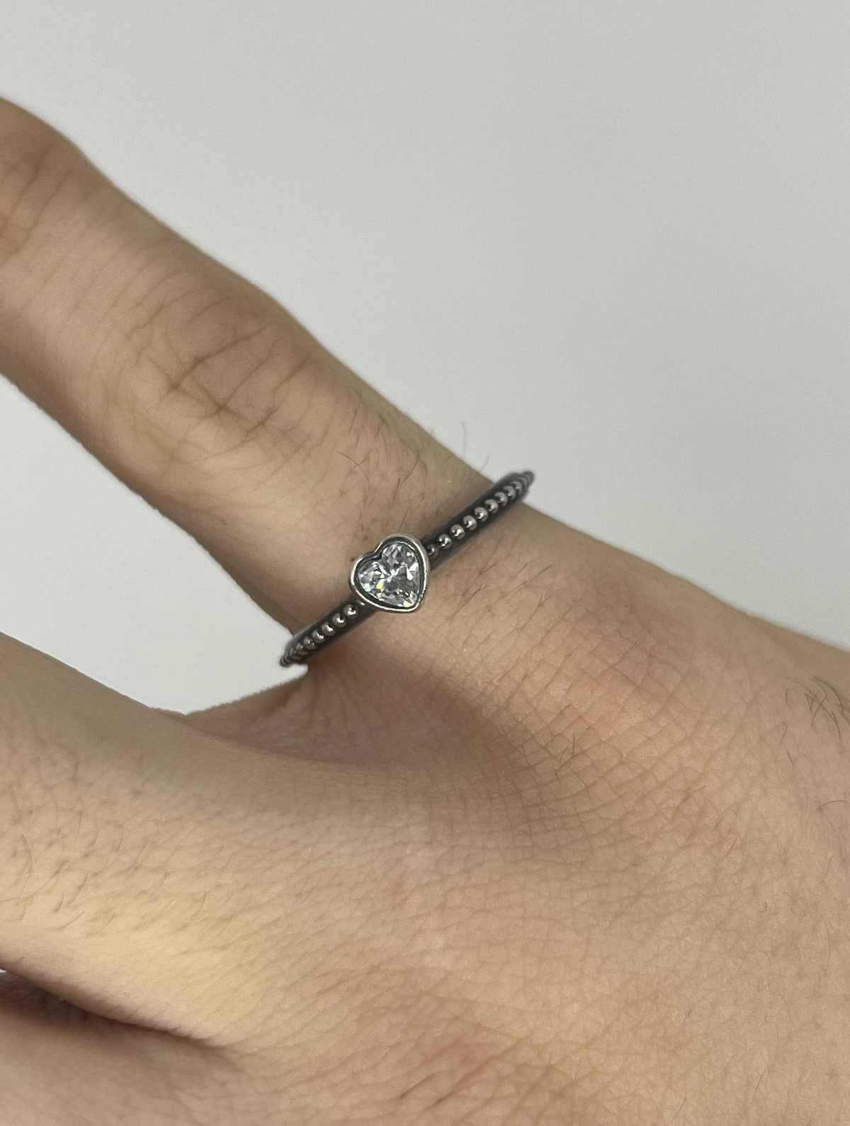 925 Sterling Silver Heart Stone Ring – Size N – 2.1g