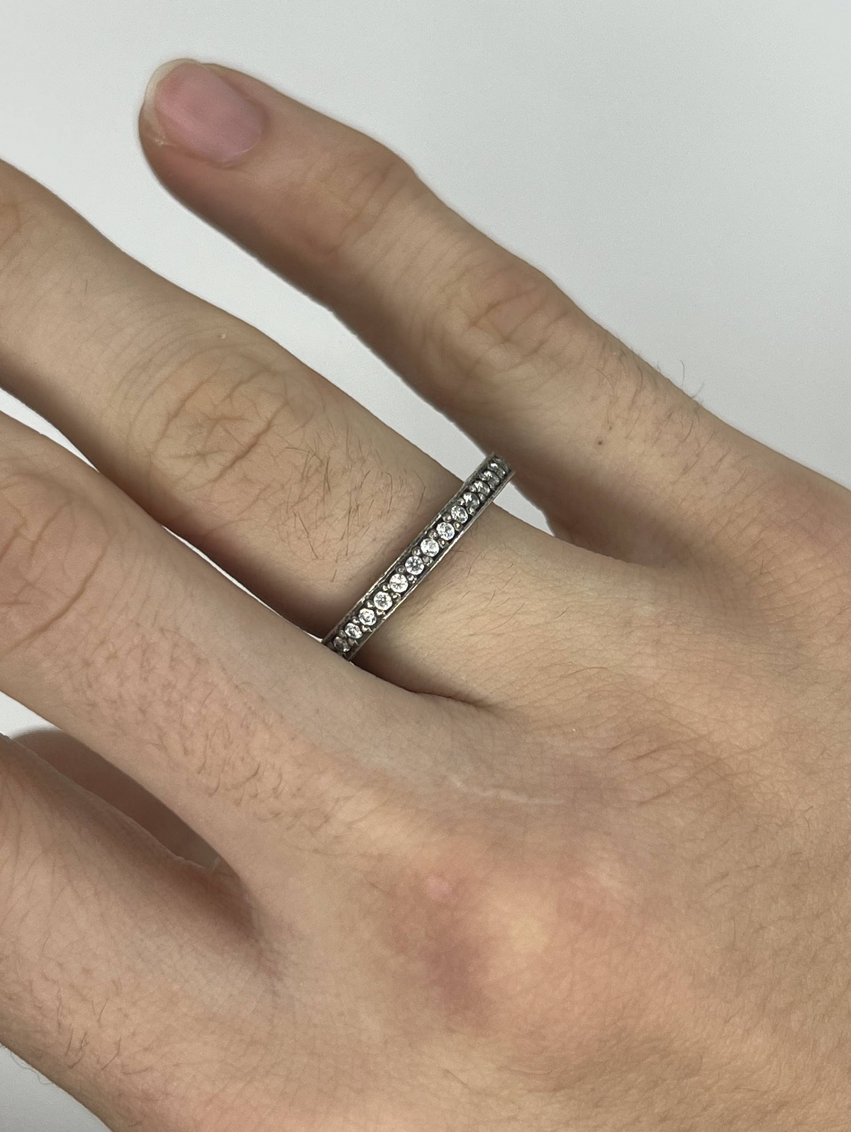 925 Sterling Silver CZ Eternity Band Ring – Size R – 4.3g