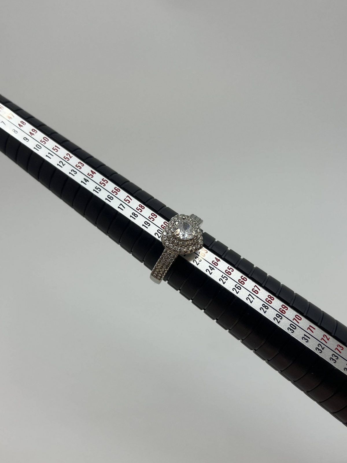 925 Sterling Silver Clear Stone Double Halo Ring – Pavé Shoulder Design