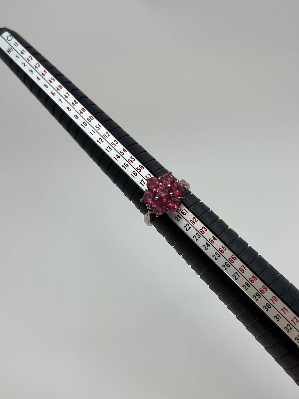 925 Sterling Silver Pink Stone Cluster Ring – Floral Multi-Stone Design